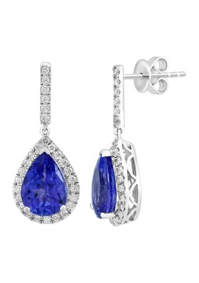 Effy 3/8 Ct. T.w. Tanzanite, 3.52 Ct. T.w. Diamond Drop Earrings In 14K White Gold -  0191120806914