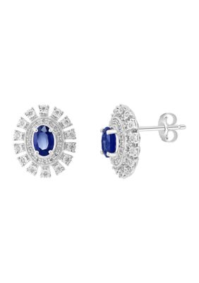 Effy Diamond and Natural Sapphire Earrings in 14K White Gold -  5400452VV0FT22DS3