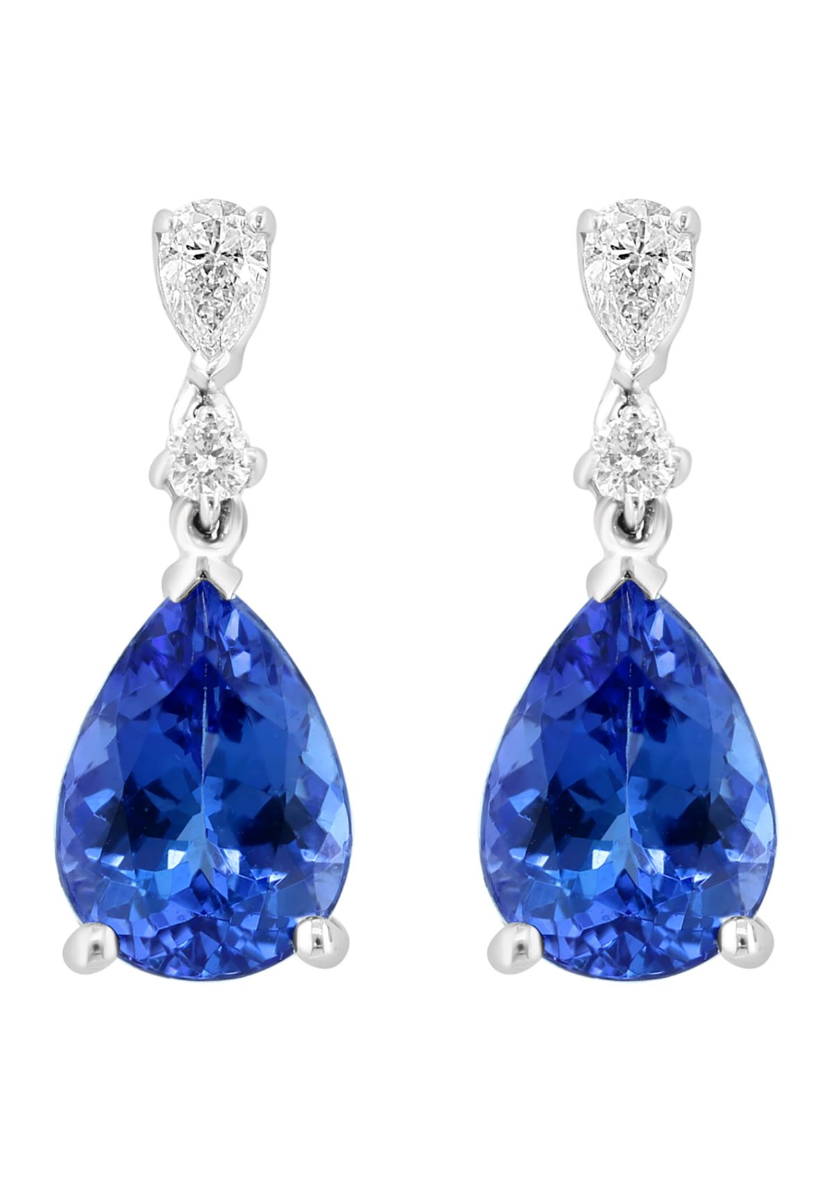 1/8 ct. t.w. Diamond, Tanzanite Drop Earrings in 14K White Gold 