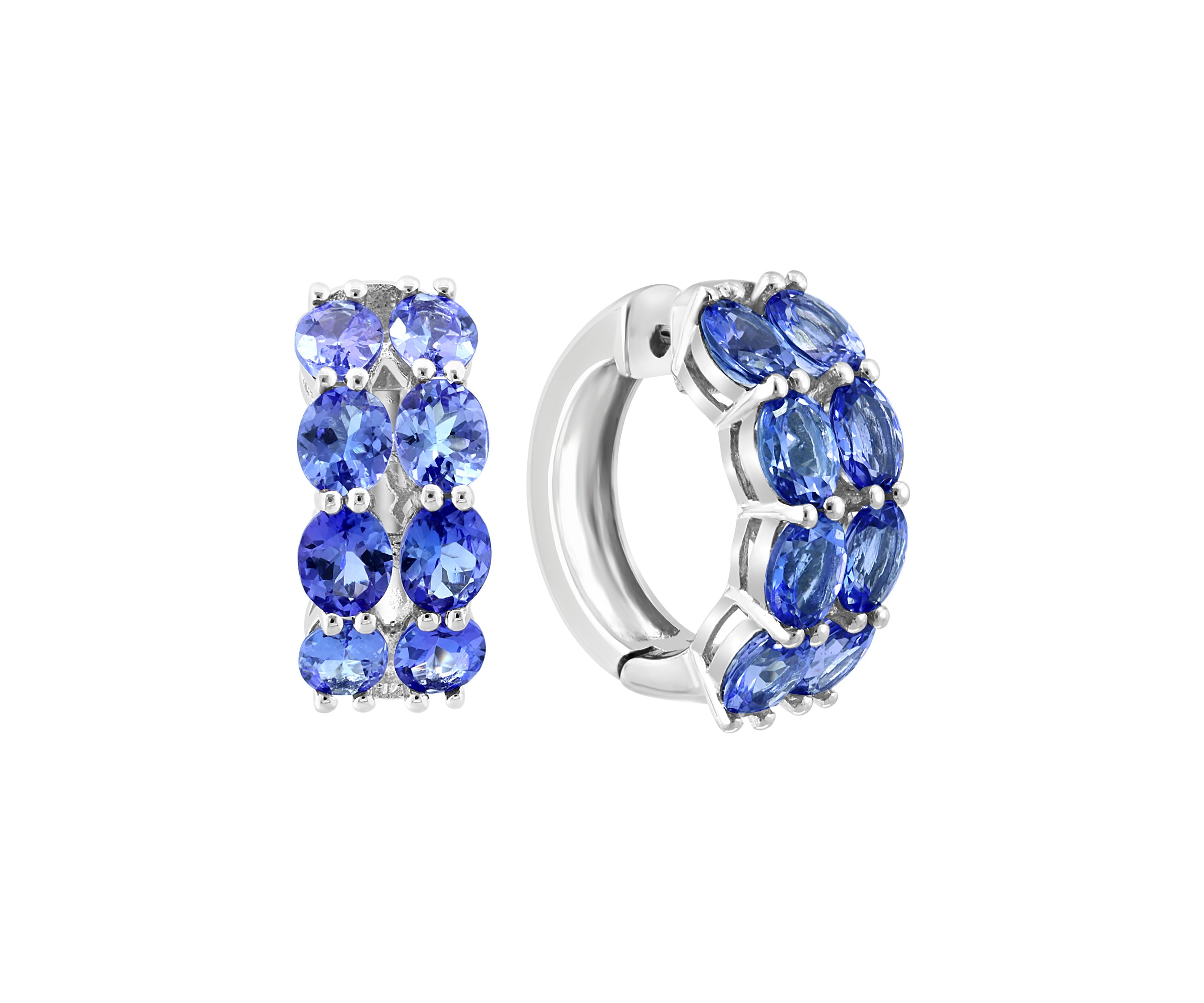 Tanzanite 2 Row Hoop Earrings in Sterling Silver