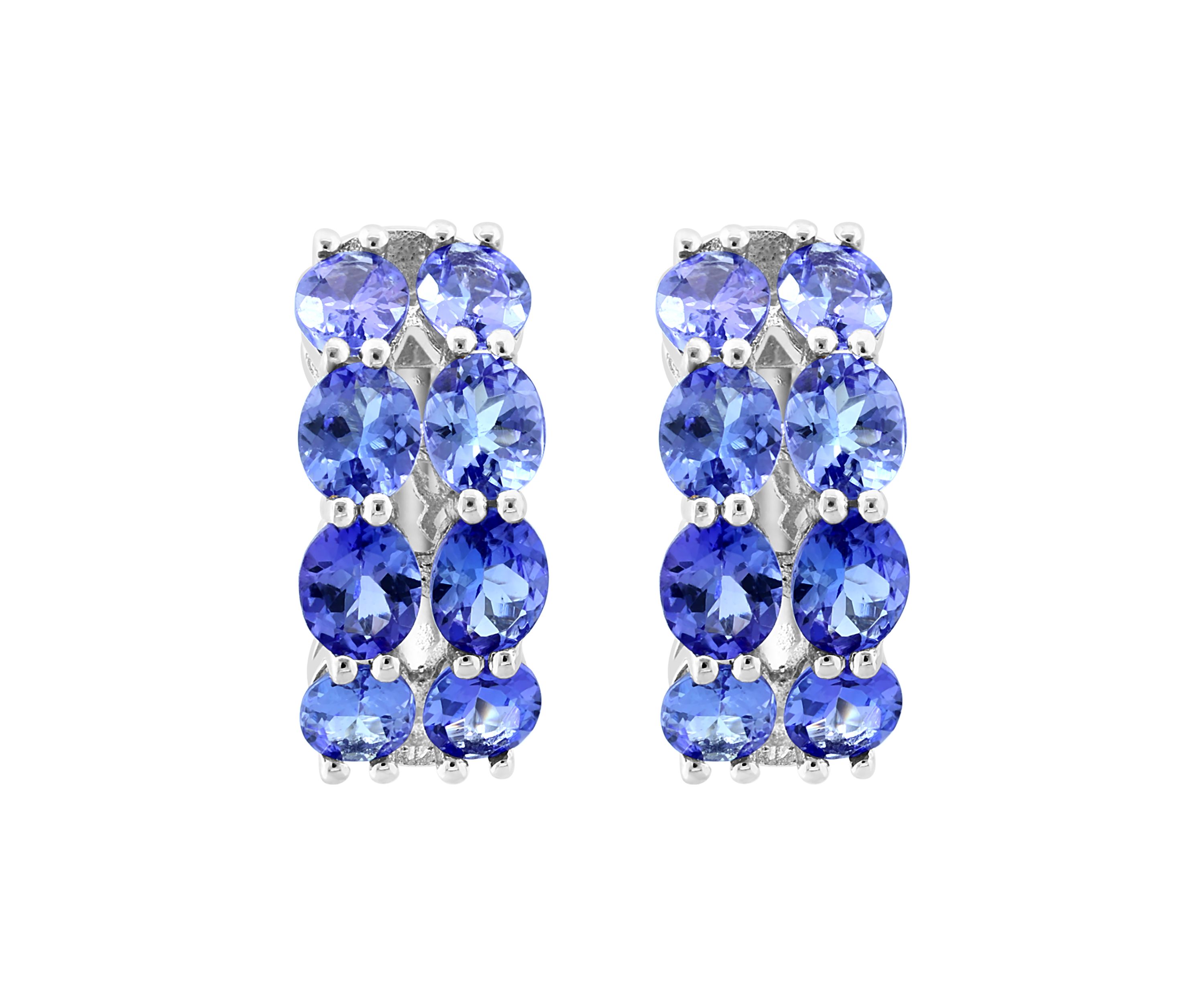 Tanzanite 2 Row Hoop Earrings in Sterling Silver