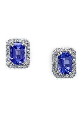 Effy 1/4 Ct. T.w. Diamond And 1.71 Ct. T.w. Tanzanite Earrings In 14K White Gold -  0607649319137