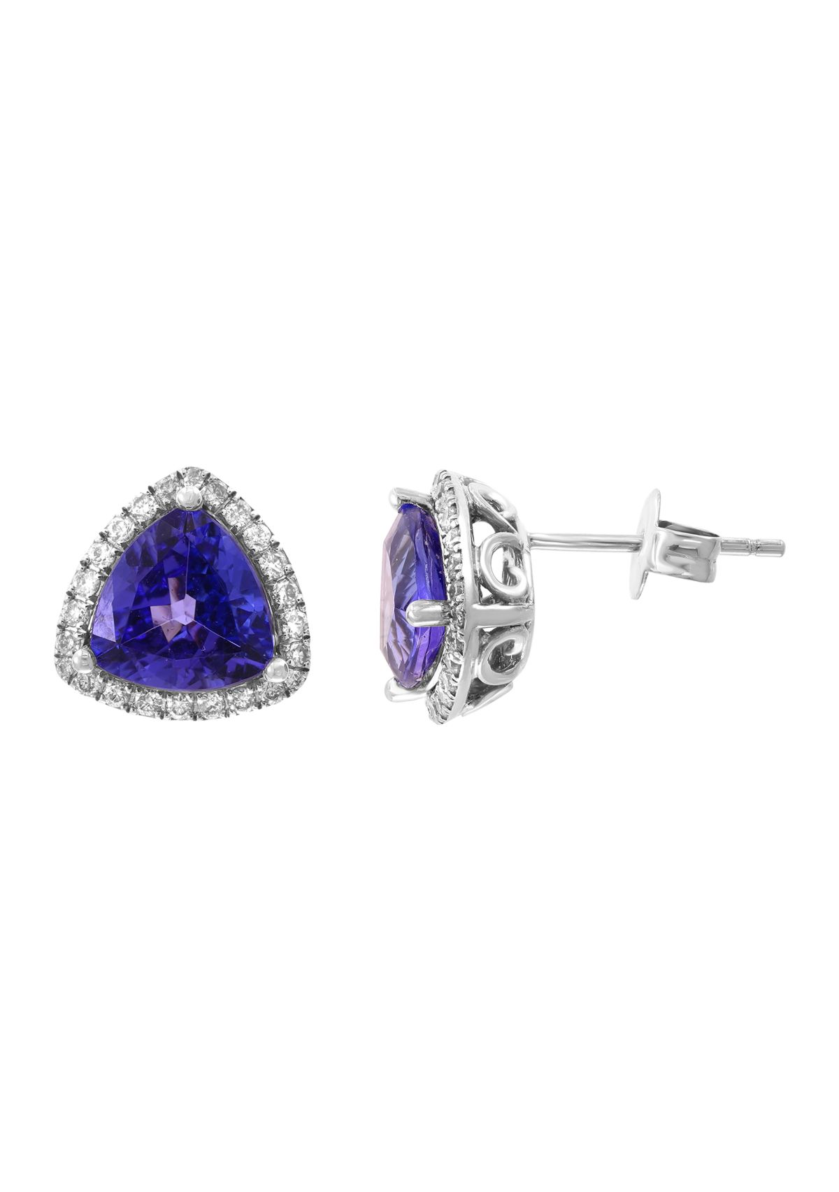 Diamond and Tanzanite Earrings in 14K White Gold