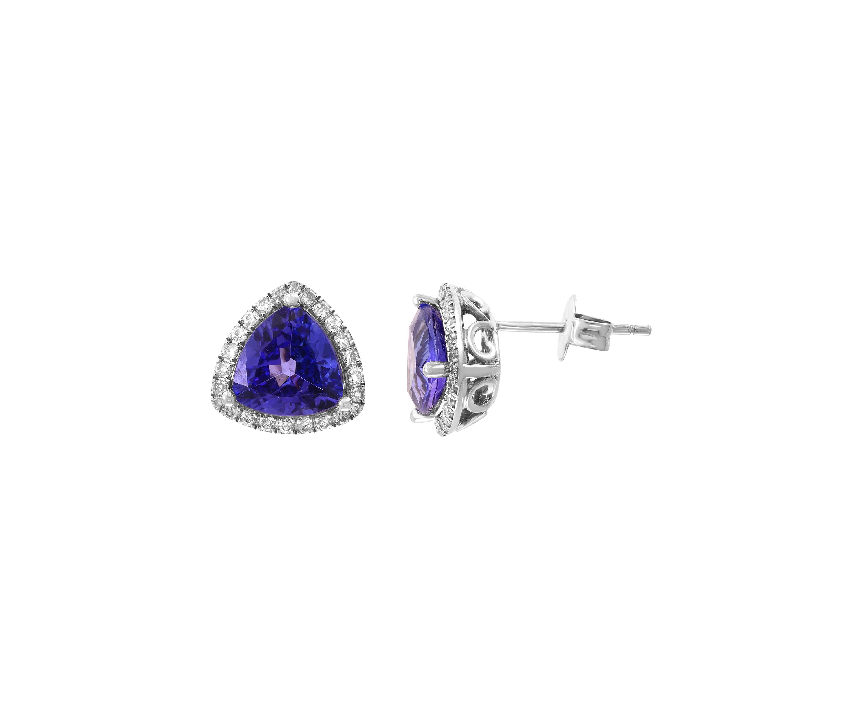 Diamond and Tanzanite Earrings in 14K White Gold