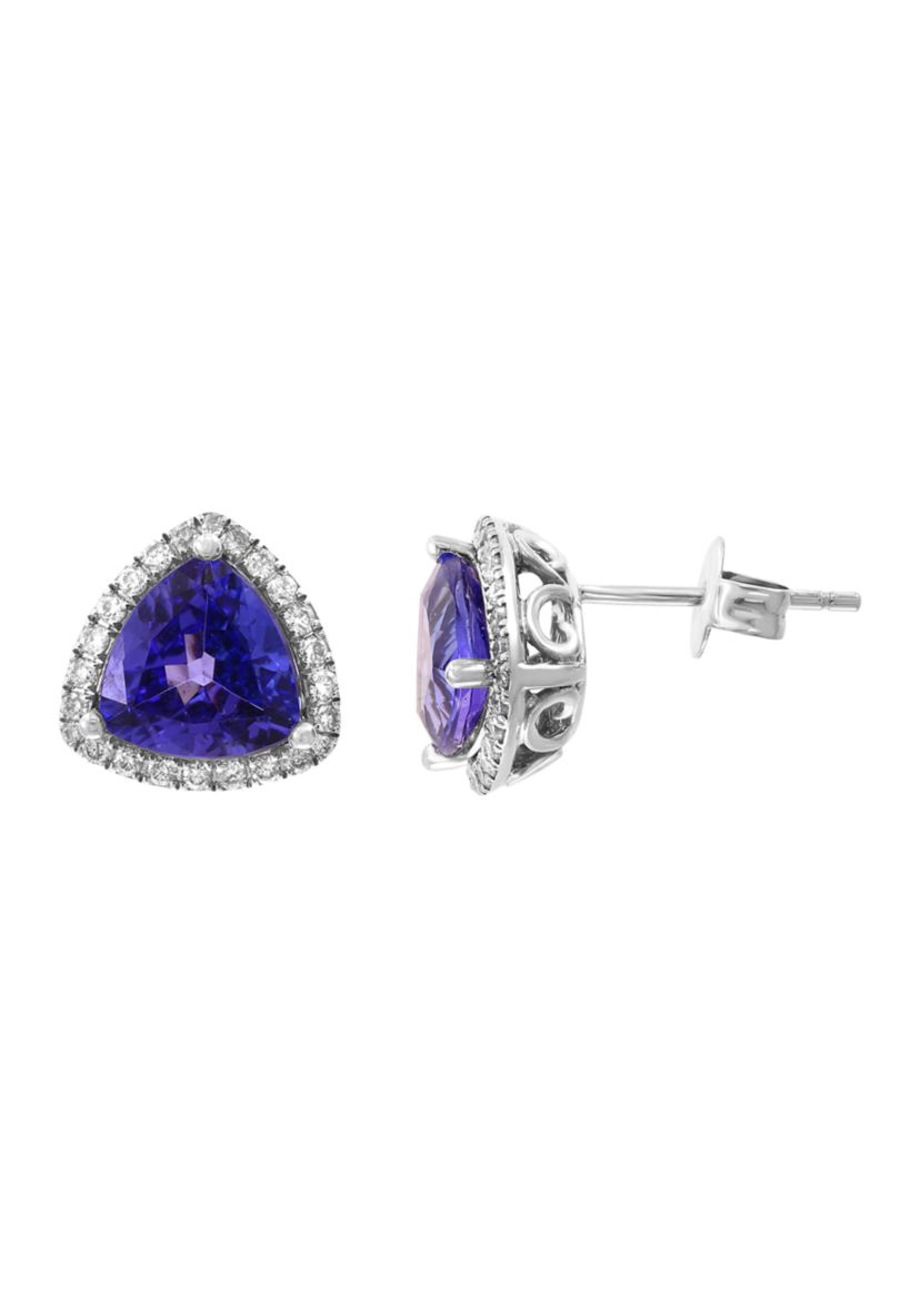 Diamond and Tanzanite Earrings in 14K White Gold