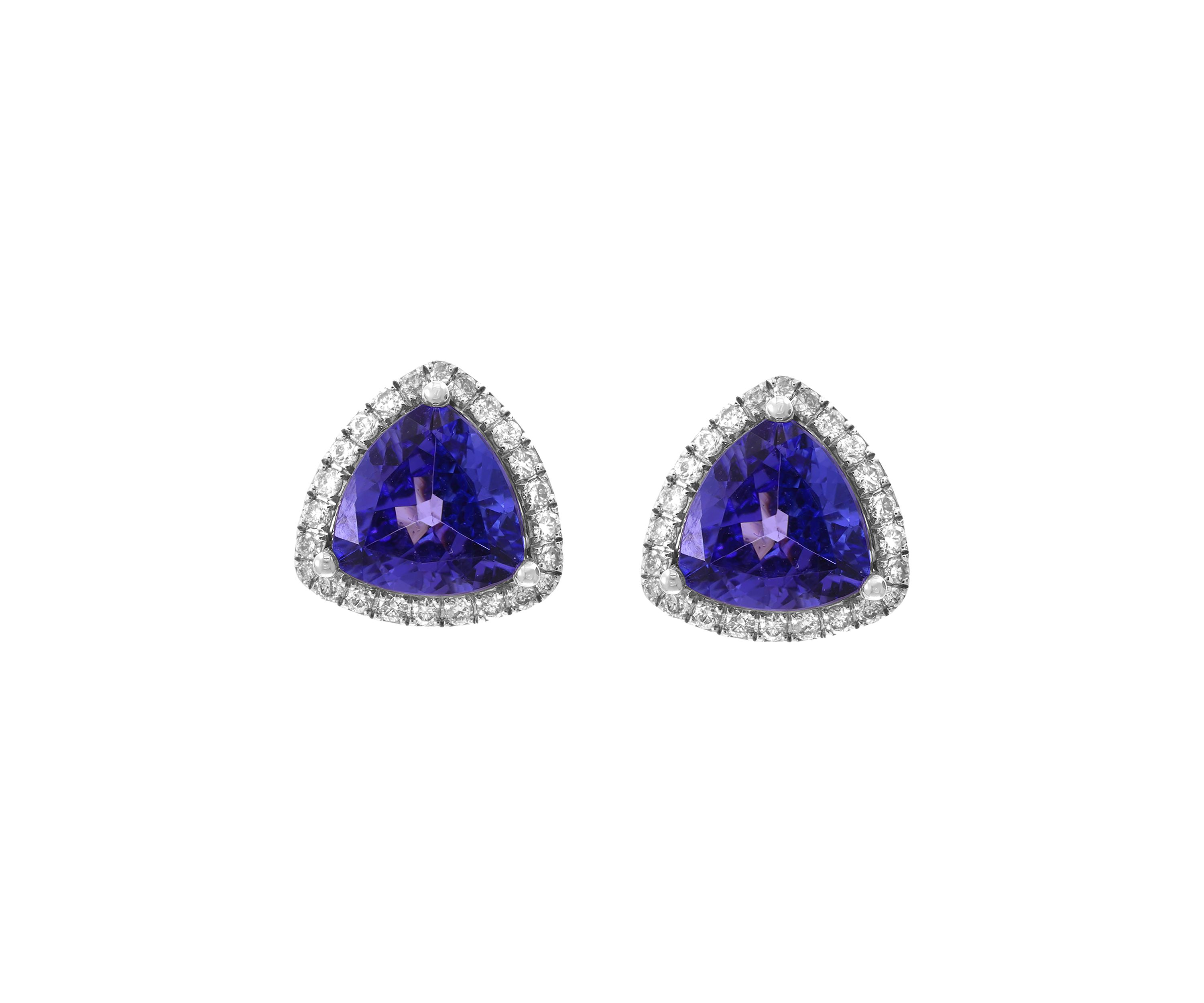 Diamond and Tanzanite Earrings in 14K White Gold