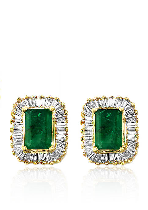 Effy® Emerald and Diamond Earrings in 14K Yellow