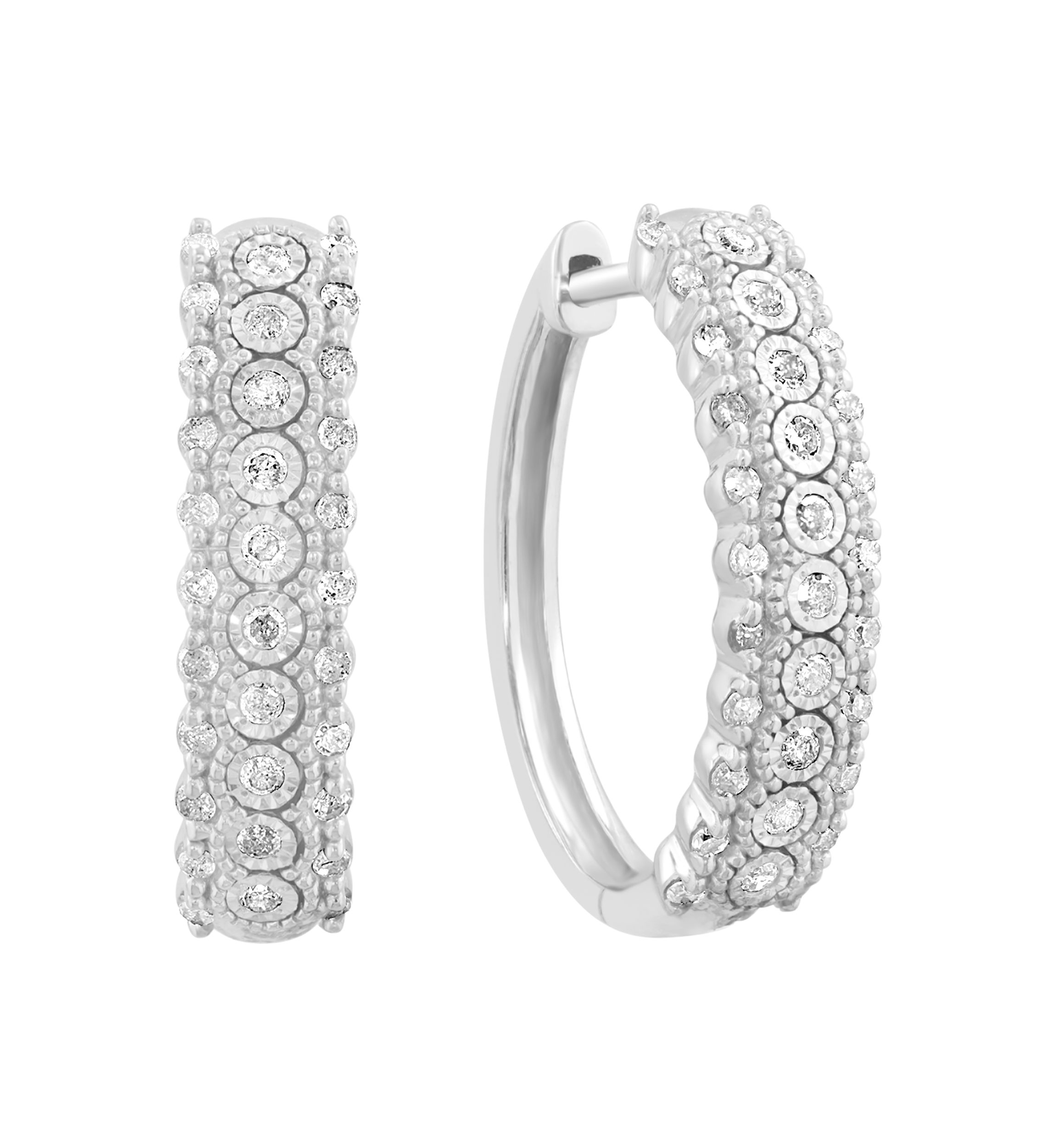 Sterling Silver Diamond Hoops