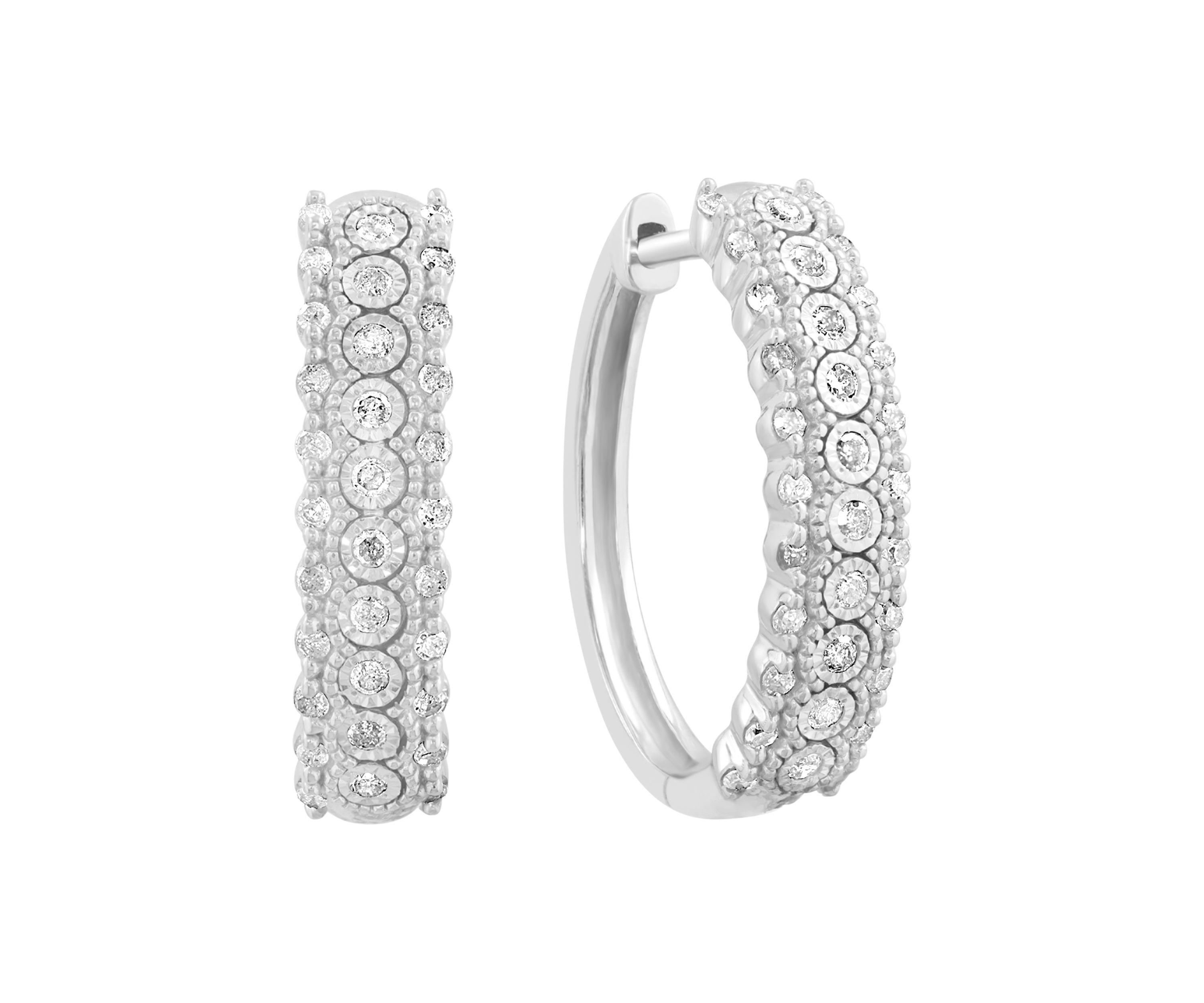 Sterling Silver Diamond Hoops