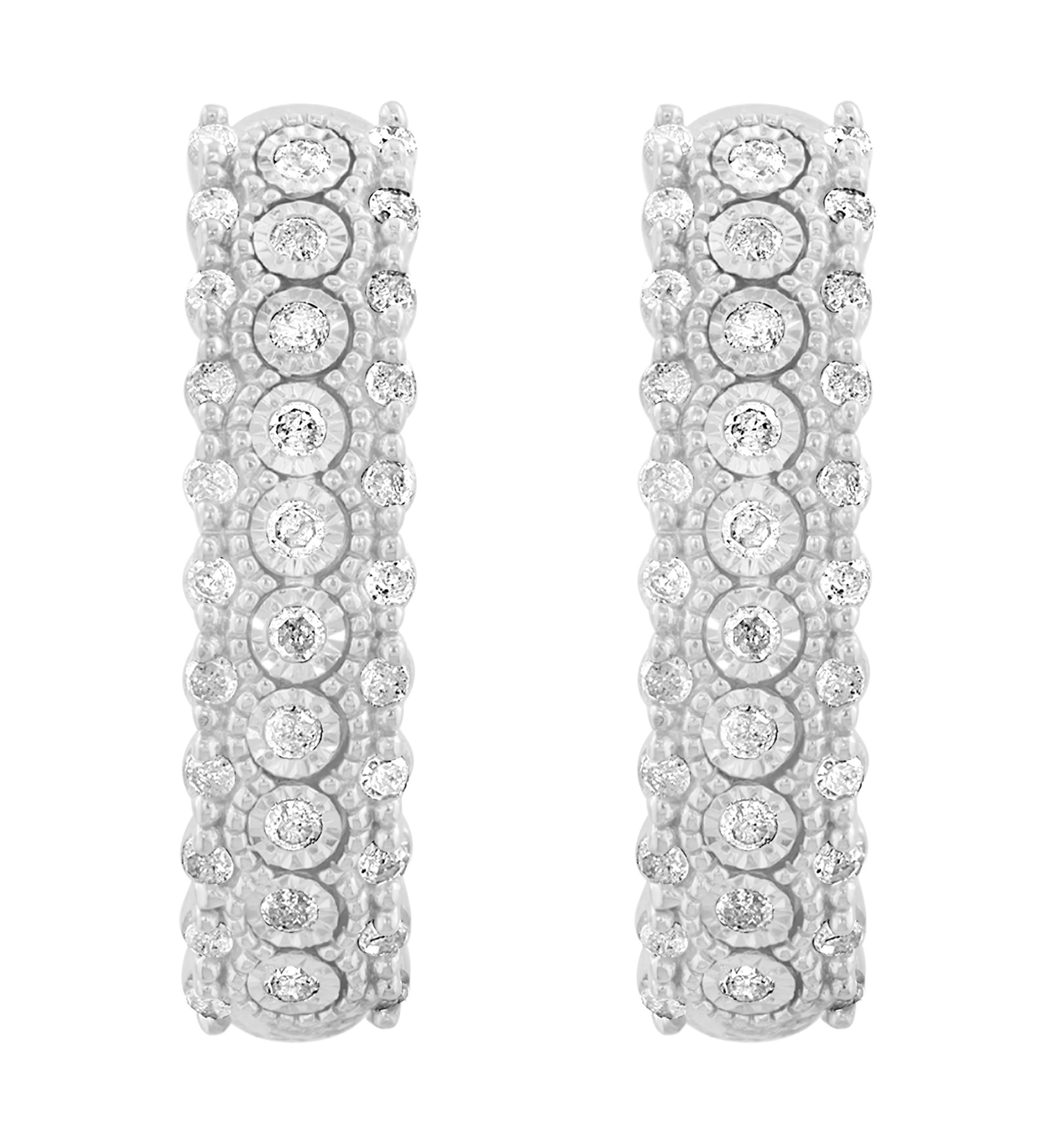 Sterling Silver Diamond Hoops