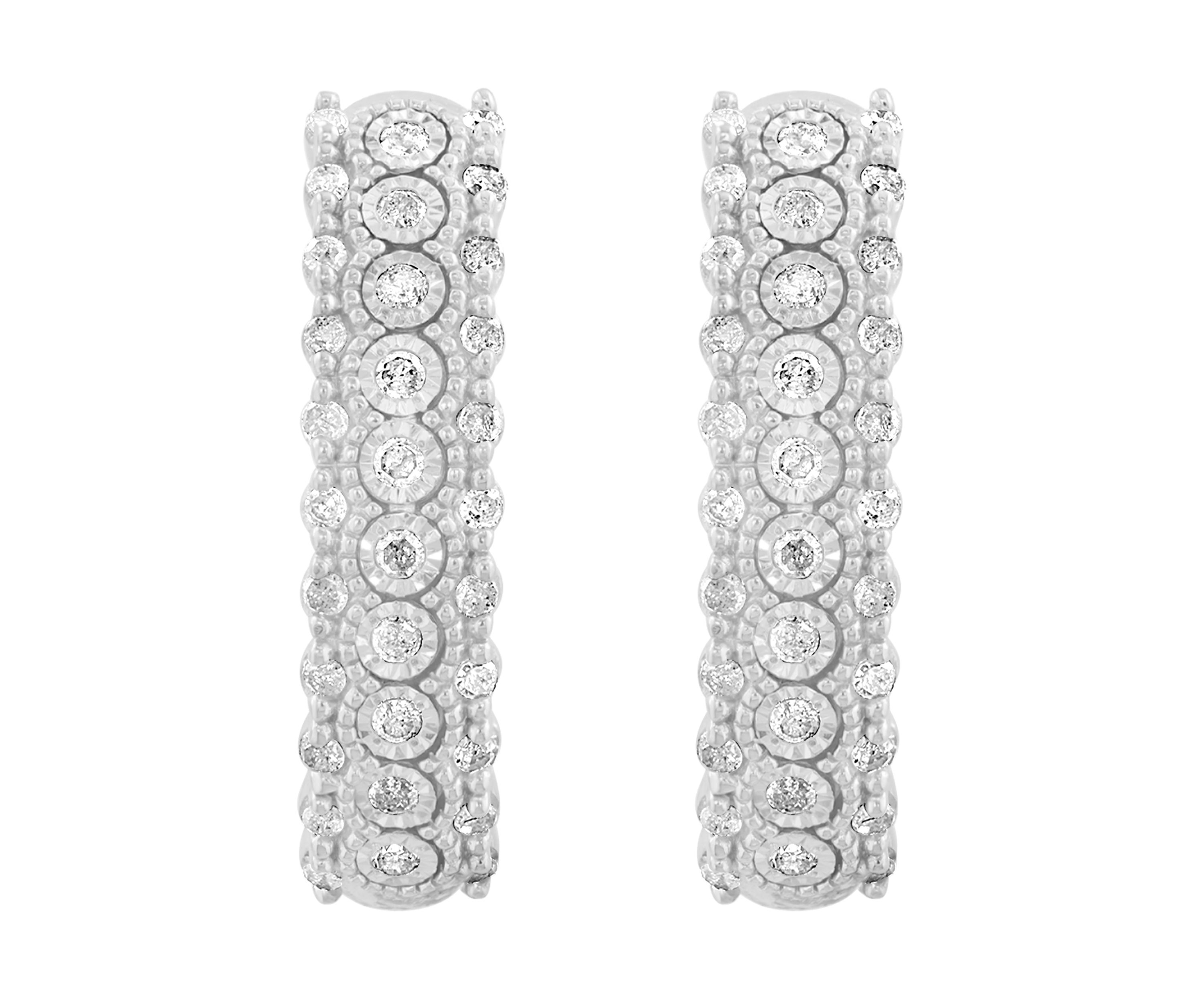 Sterling Silver Diamond Hoops