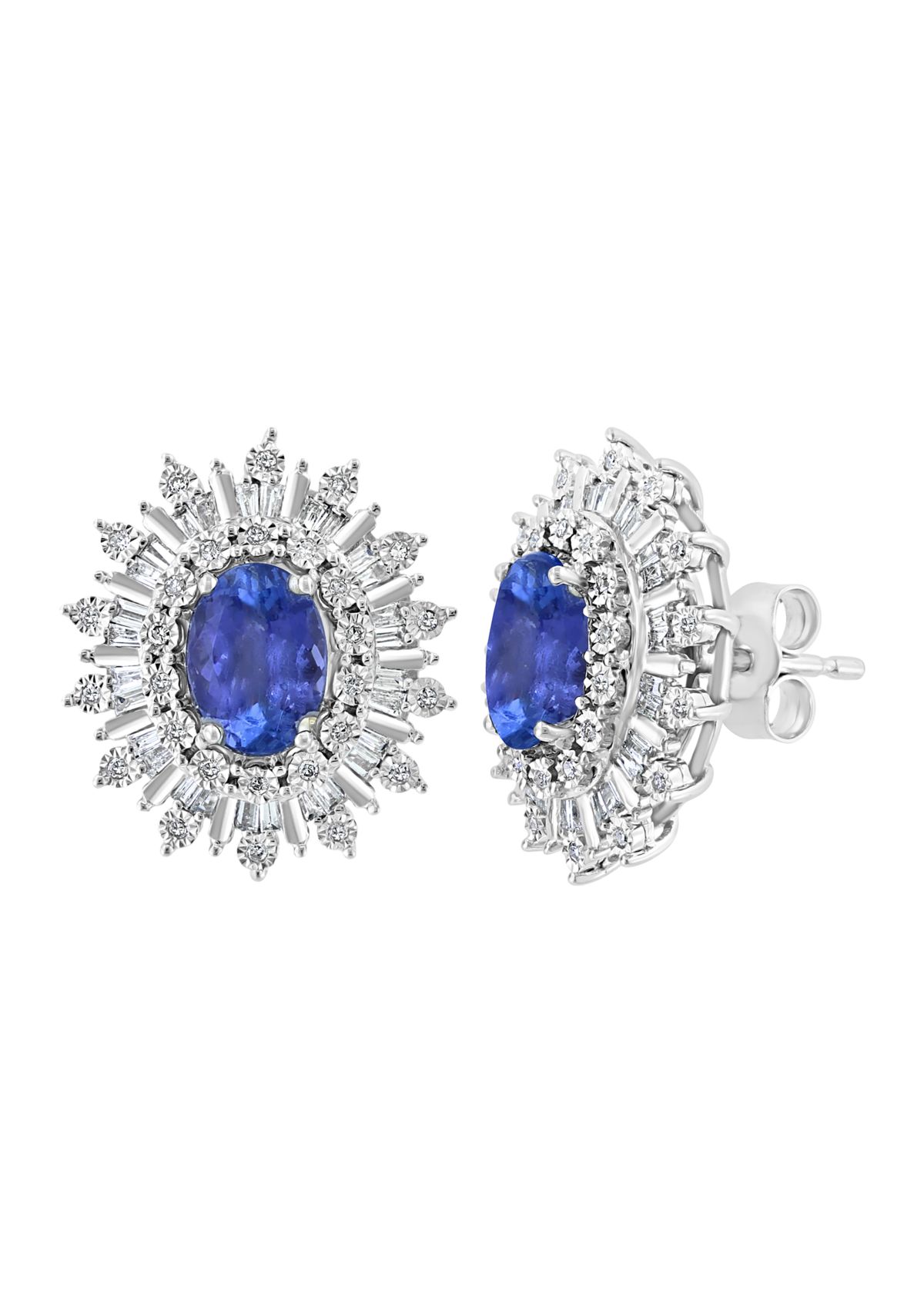 Diamond and Tanzanite Earrings in 14K White Gold