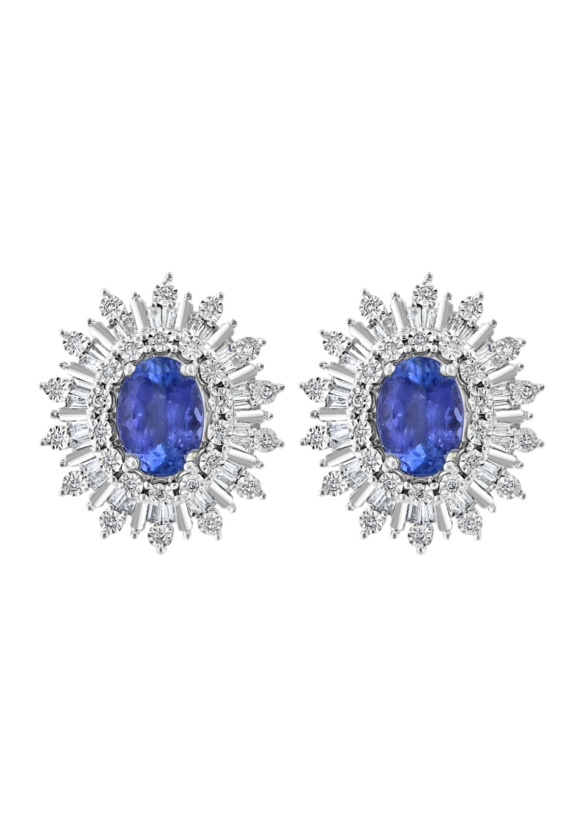 Diamond and Tanzanite Earrings in 14K White Gold