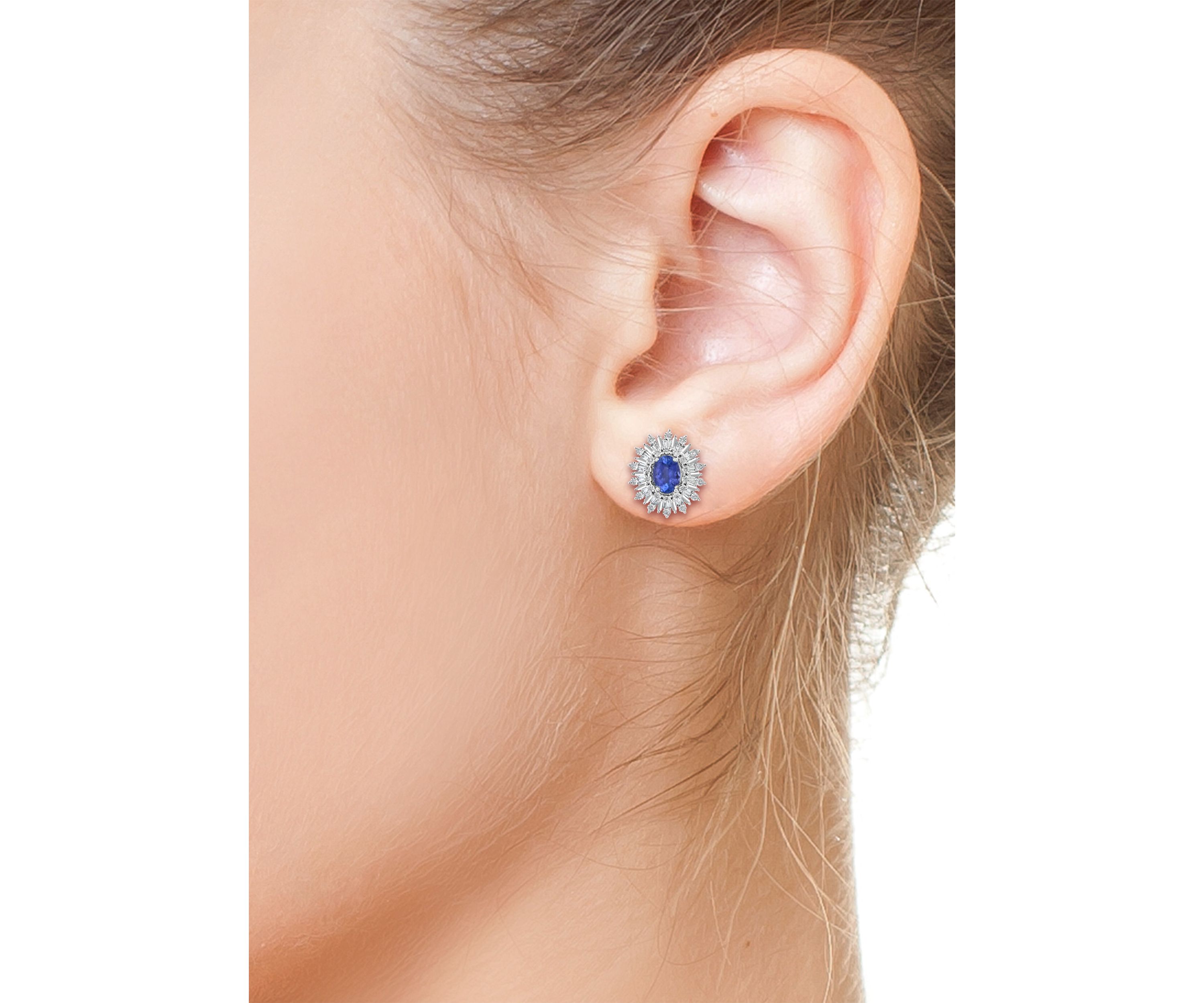 Diamond and Tanzanite Earrings in 14K White Gold