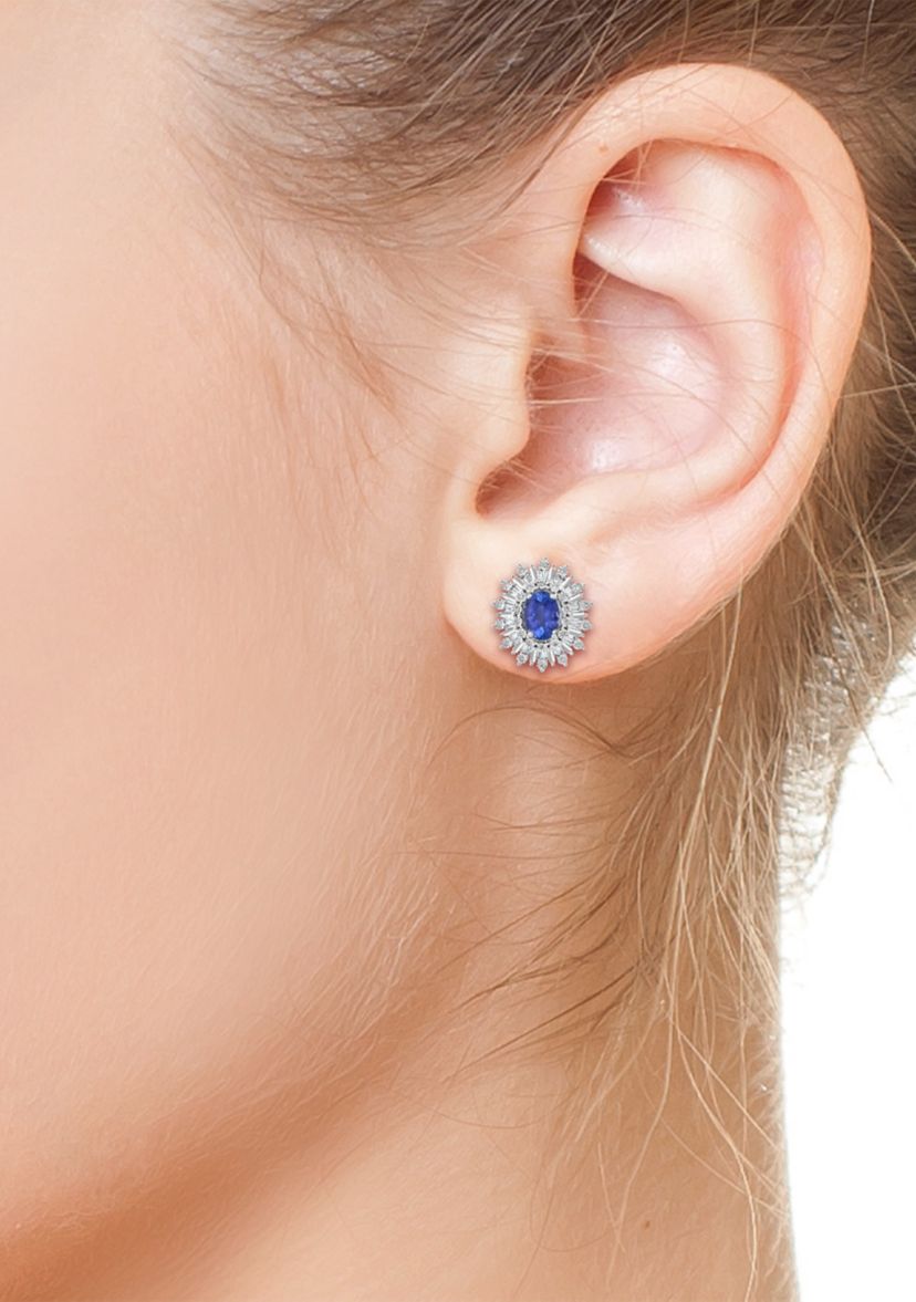 Diamond and Tanzanite Earrings in 14K White Gold