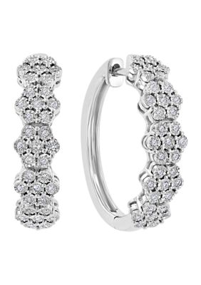 Effy 1/4 Ct. T.w. Diamond Hoop Earrings In Sterling Silver -  0191120398860