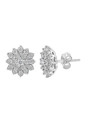 Effy 1/2 Ct. T.w. Diamond Flower Earrings In Sterling Silver