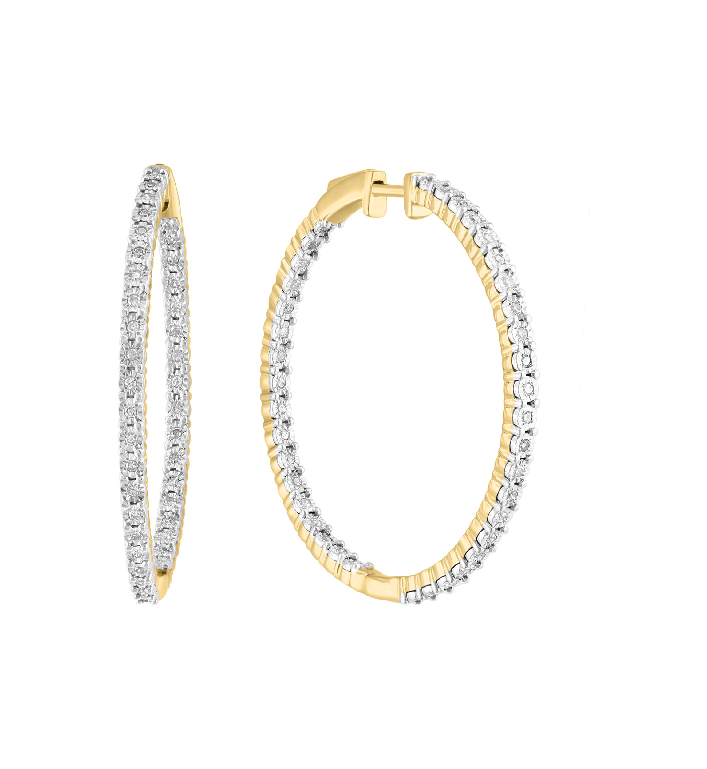 3/8 ct. t.w. Diamond Miracle Hoop Earrings in Gold Plated Metal
