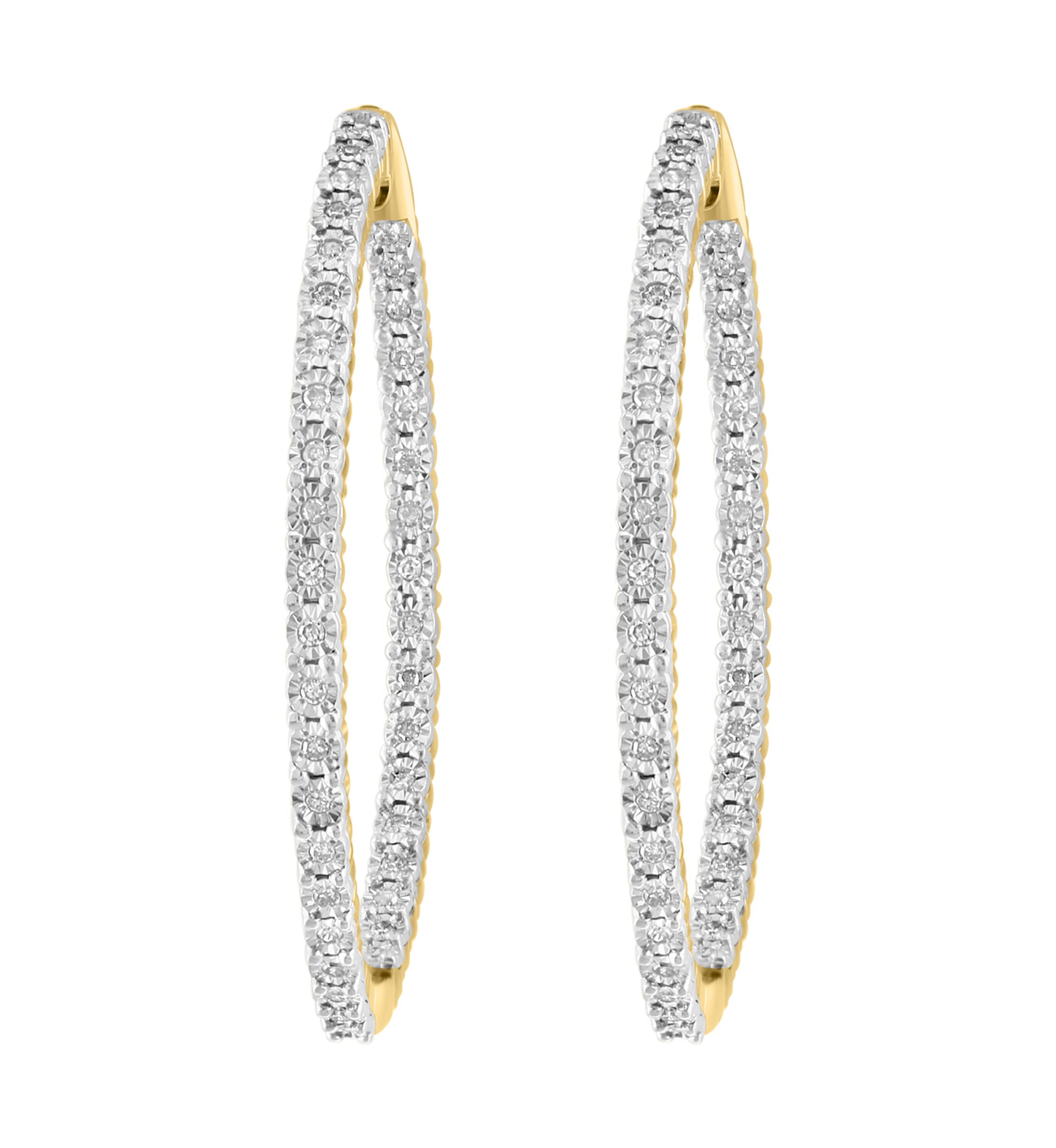 3/8 ct. t.w. Diamond Miracle Hoop Earrings in Gold Plated Metal