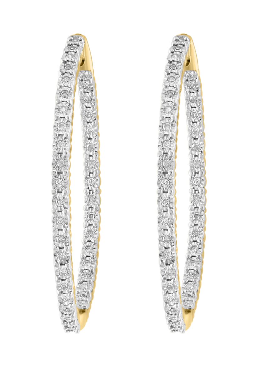 3/8 ct. t.w. Diamond Miracle Hoop Earrings in Gold Plated Metal