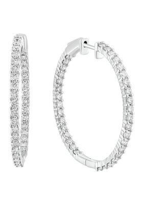 Effy 3/8 Ct. T.w. Diamond Miracle Hoop Earrings In Sterling Silver