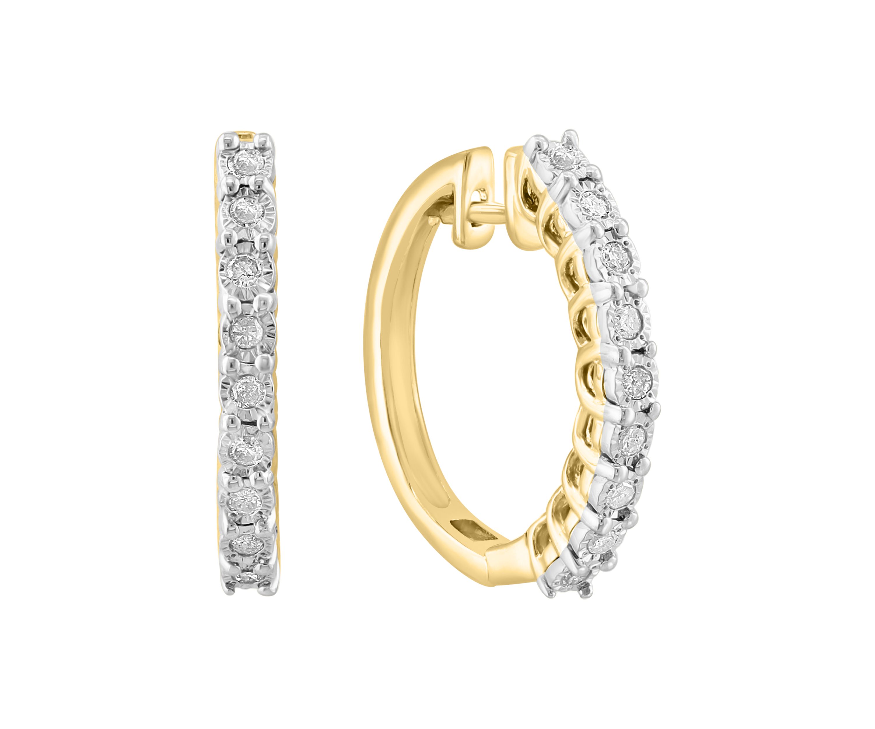 1/5 ct. t.w. Miracle Set Diamond Hoop Earrings in Gold Plated Sterling Silver 