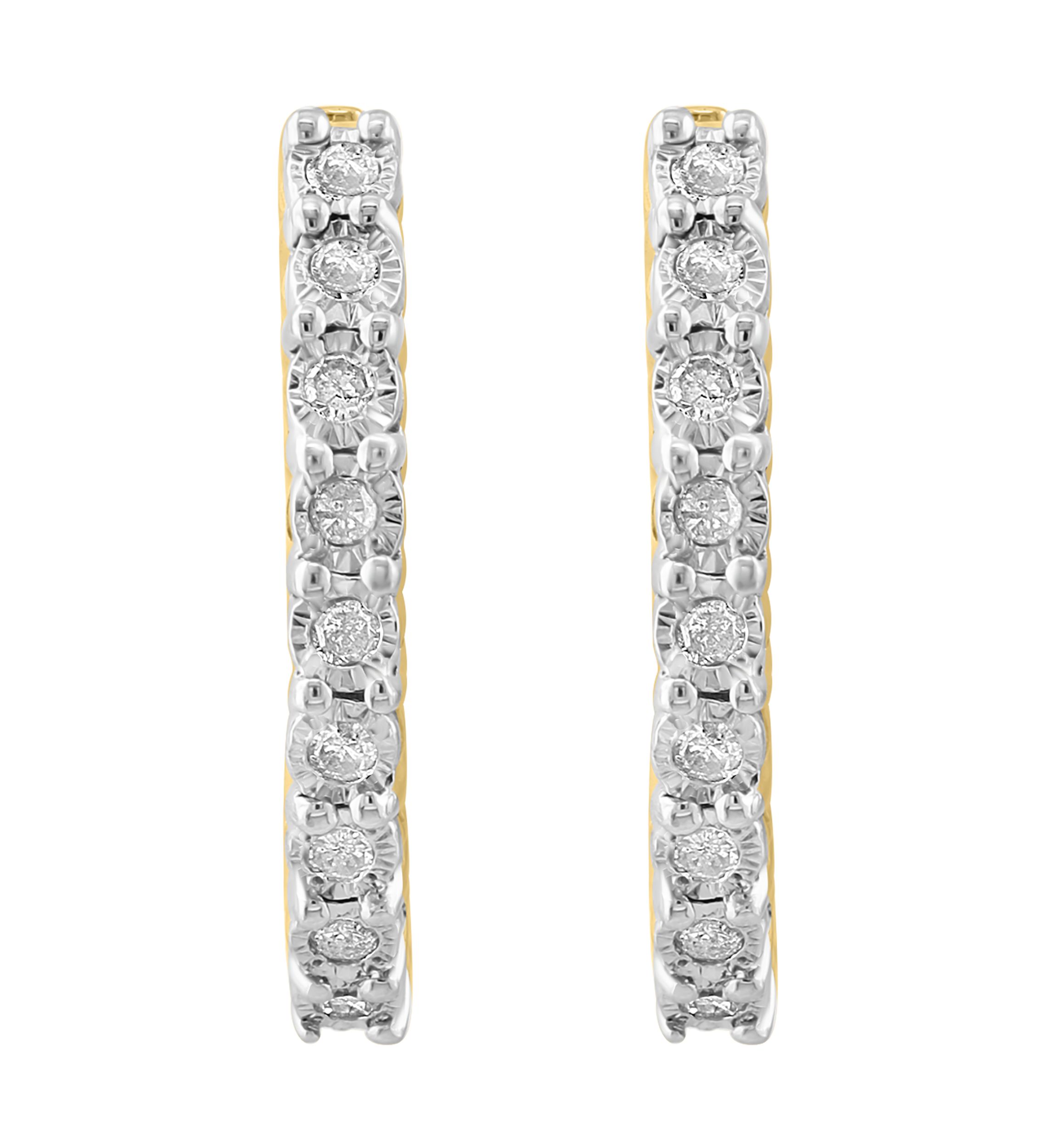1/5 ct. t.w. Miracle Set Diamond Hoop Earrings in Gold Plated Sterling Silver 