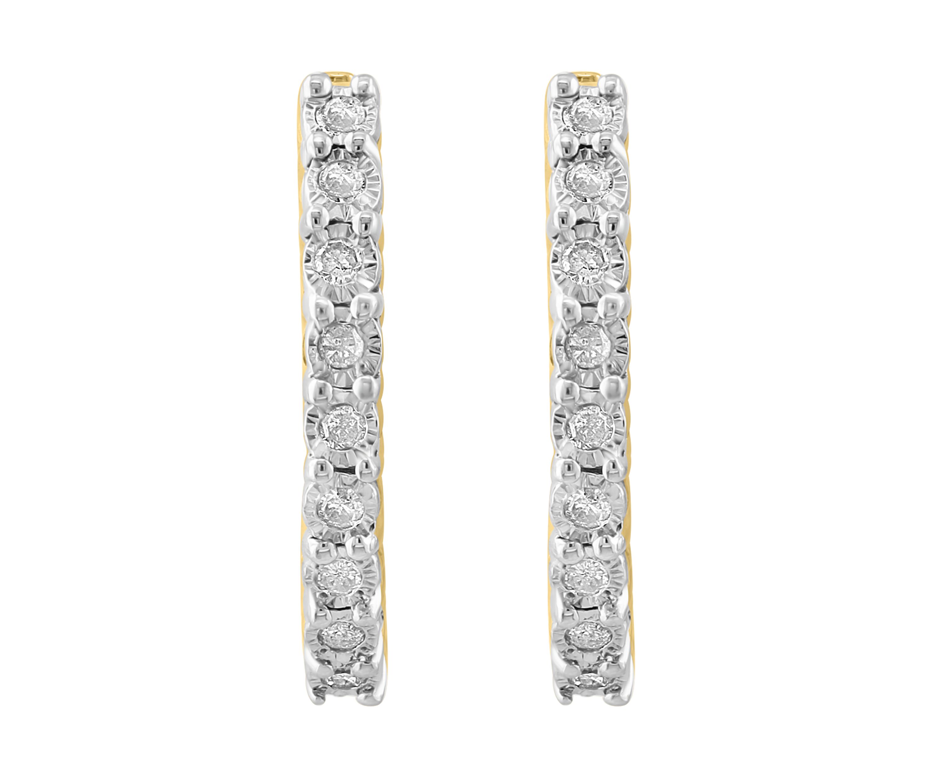 1/5 ct. t.w. Miracle Set Diamond Hoop Earrings in Gold Plated Sterling Silver 