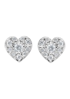 Effy 1/4 Ct. T.w. Diamond Heart Earrings In Sterling Silver