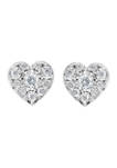 1/4 ct. t.w. Diamond Heart Earrings in Sterling Silver 
