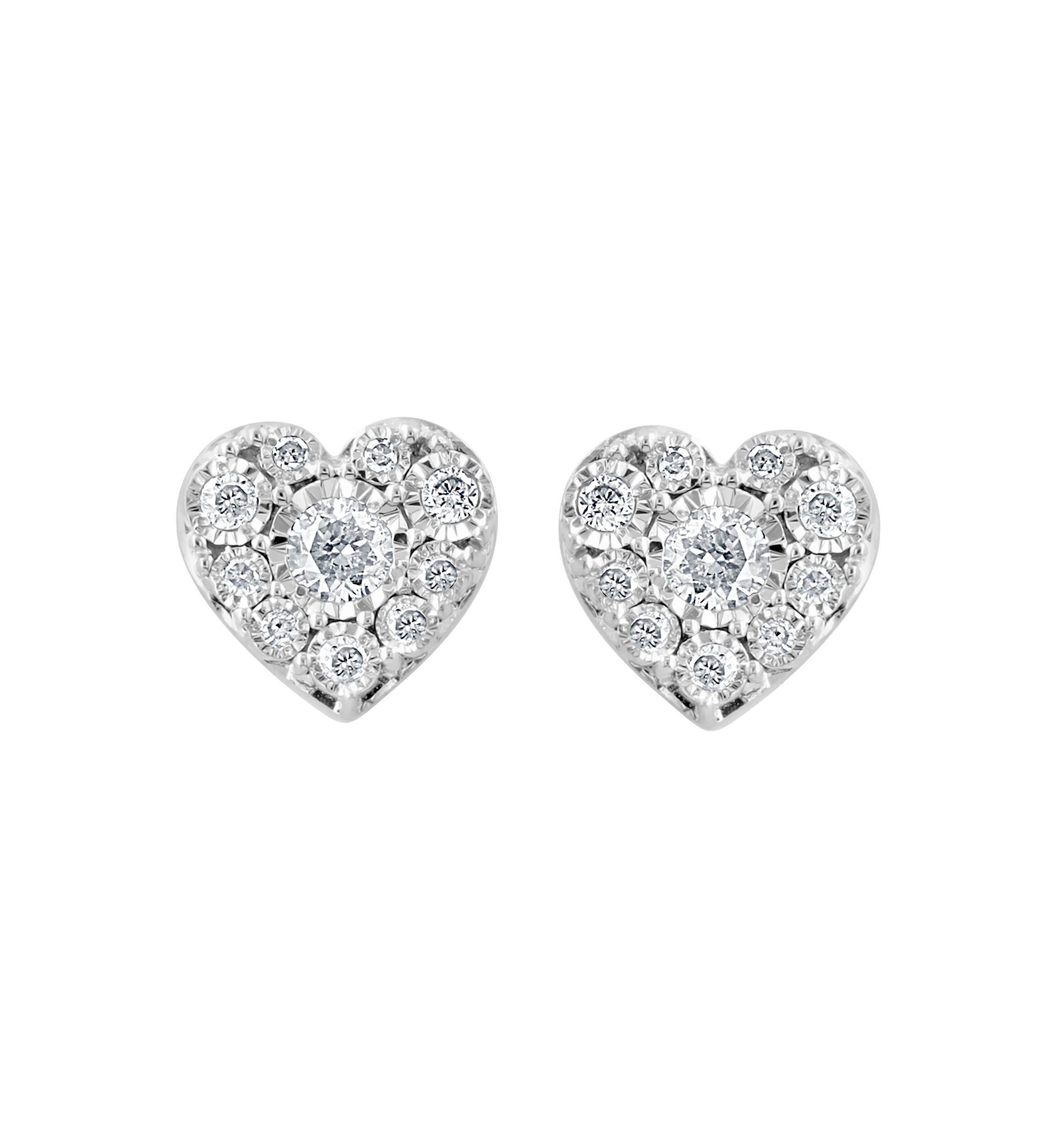 1/4 ct. t.w. Diamond Heart Earrings in Sterling Silver 