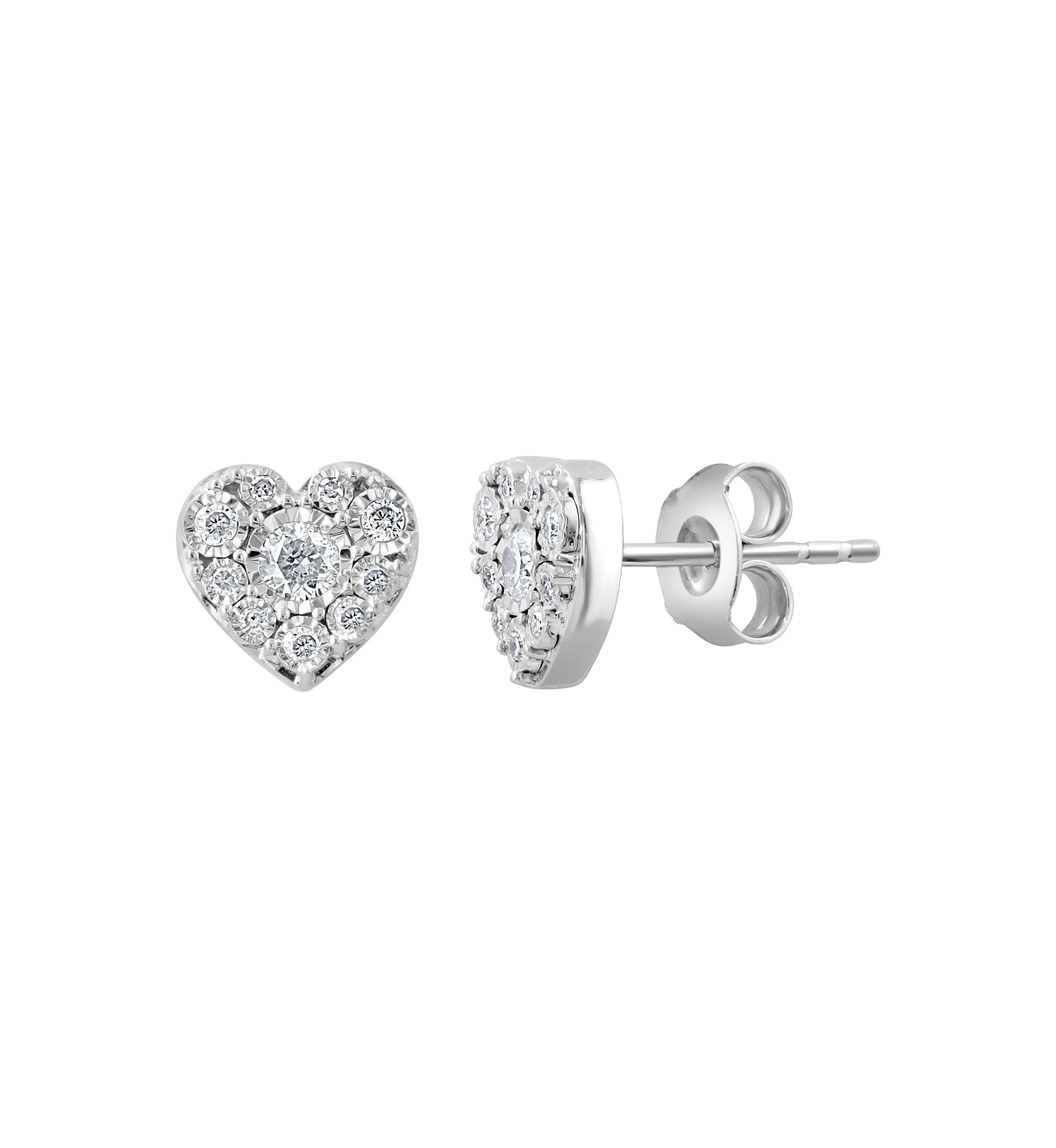 1/4 ct. t.w. Diamond Heart Earrings in Sterling Silver 