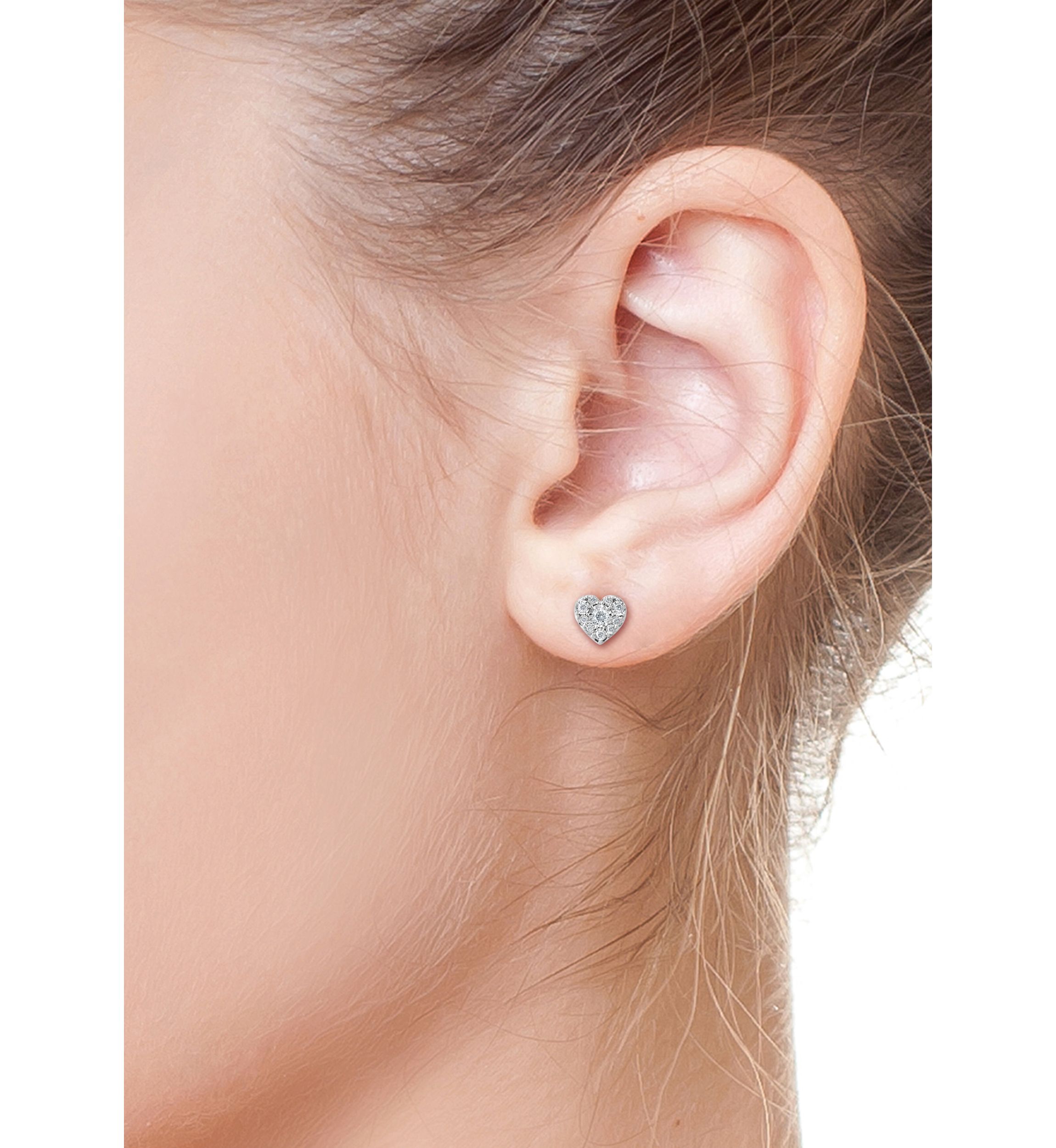 1/4 ct. t.w. Diamond Heart Earrings in Sterling Silver 