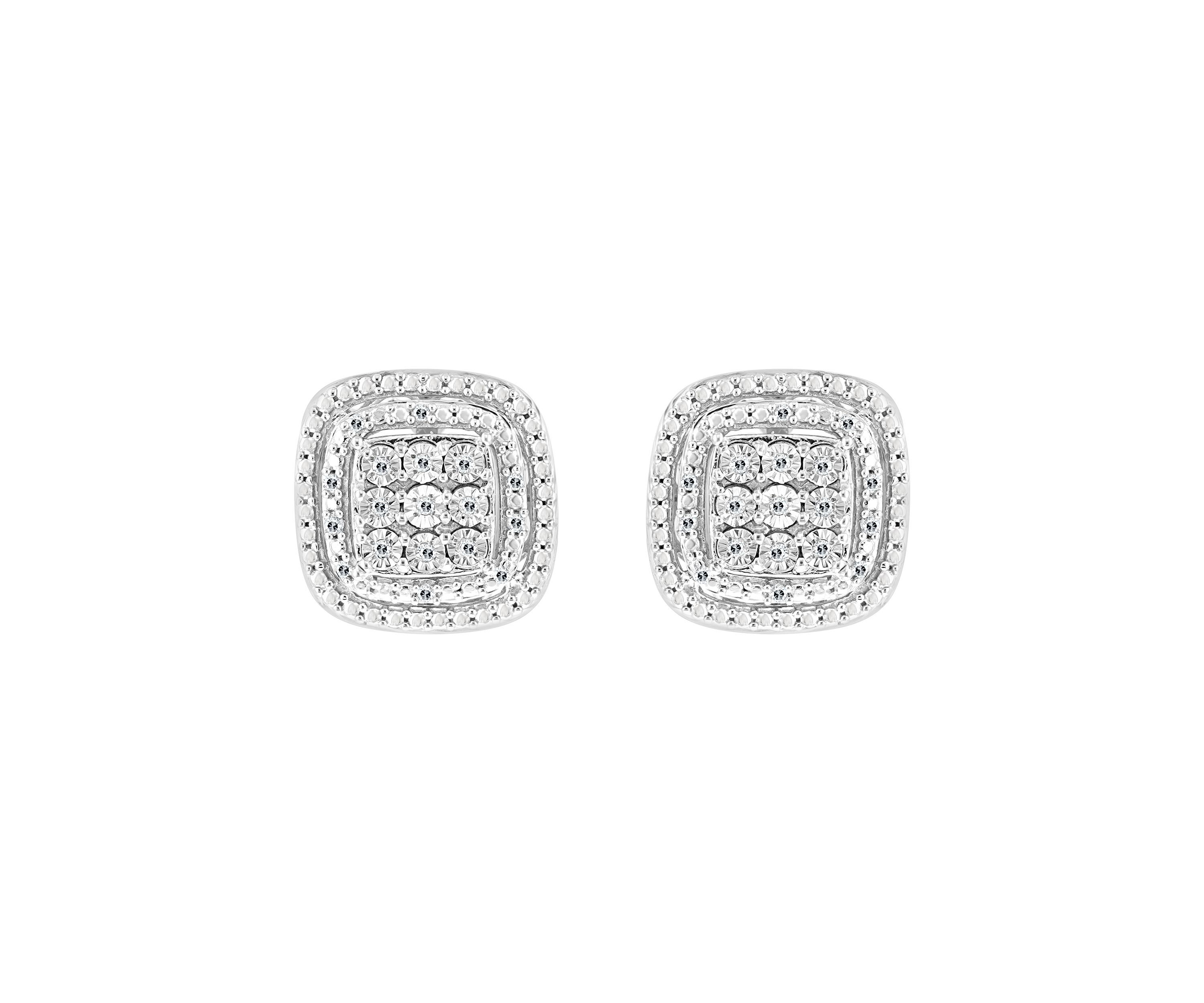 Sterling Silver 1/10 ct. t.w. Diamond Miracle Set Earrings