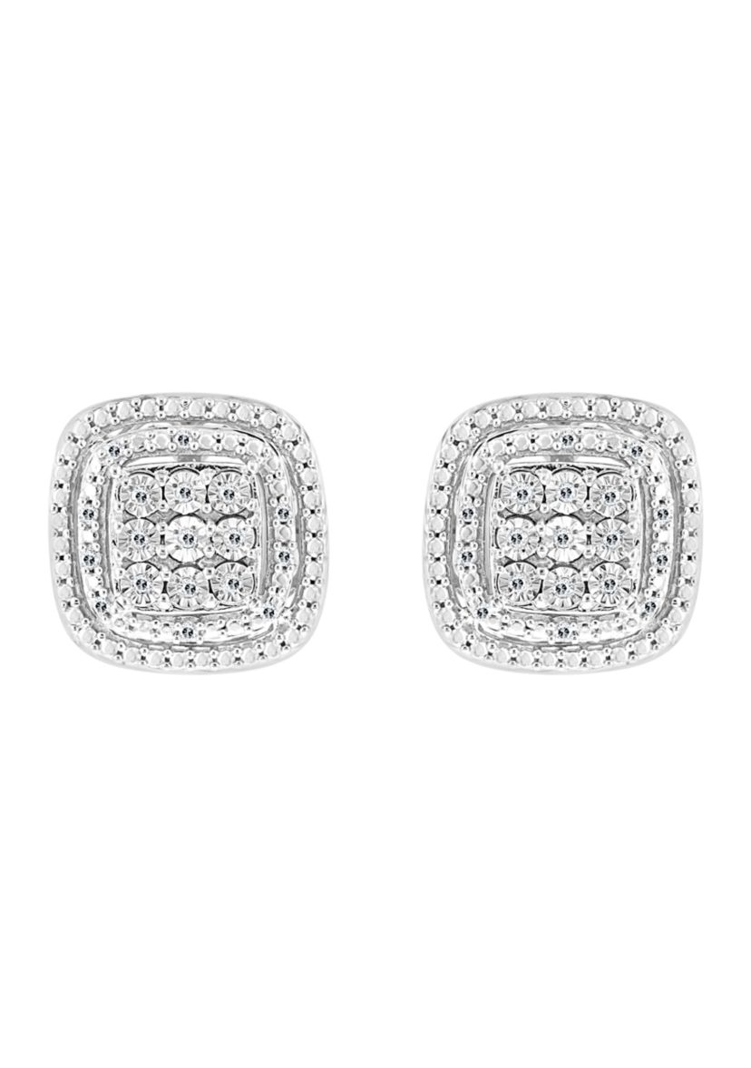 Sterling Silver 1/10 ct. t.w. Diamond Miracle Set Earrings