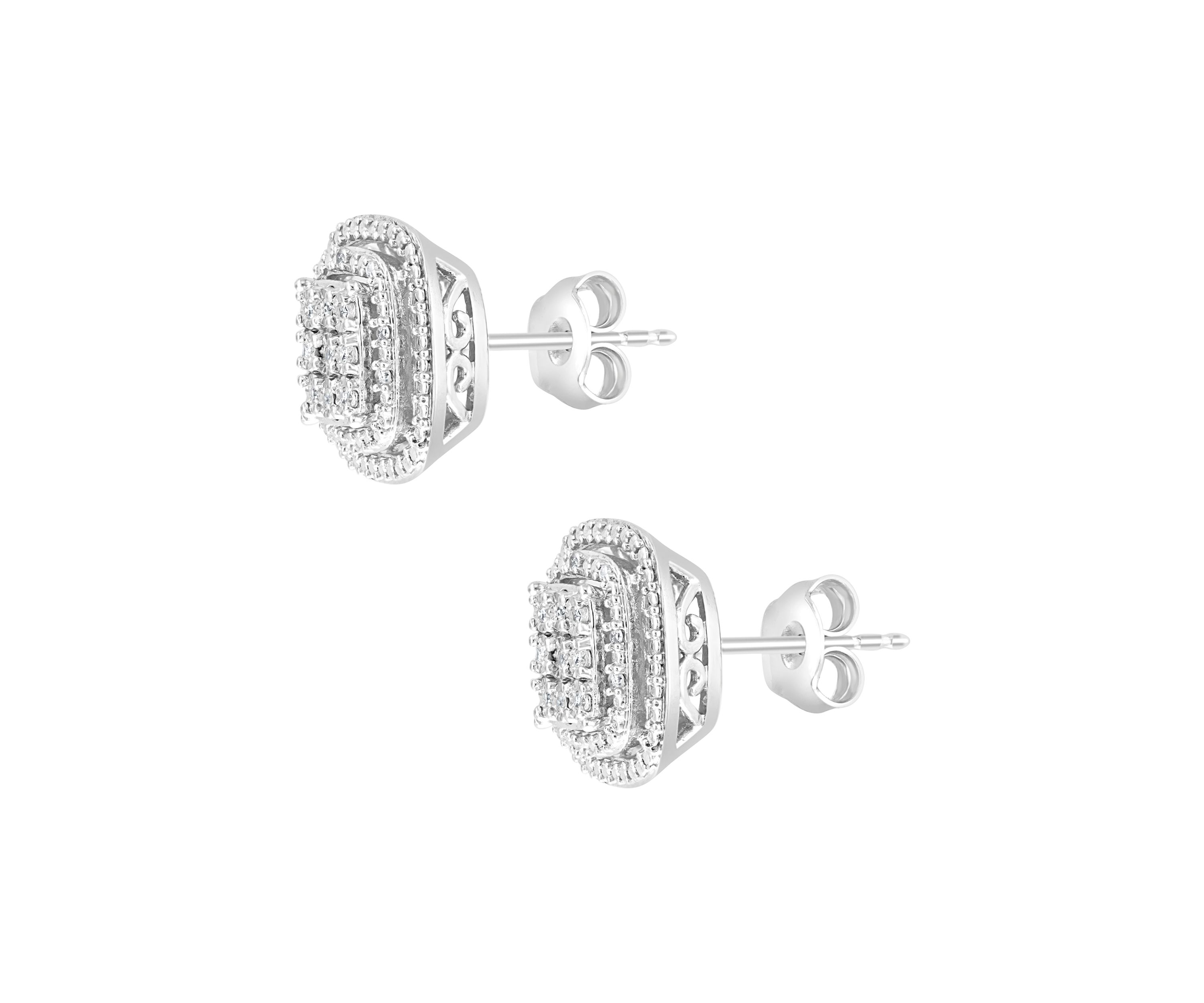 Sterling Silver 1/10 ct. t.w. Diamond Miracle Set Earrings