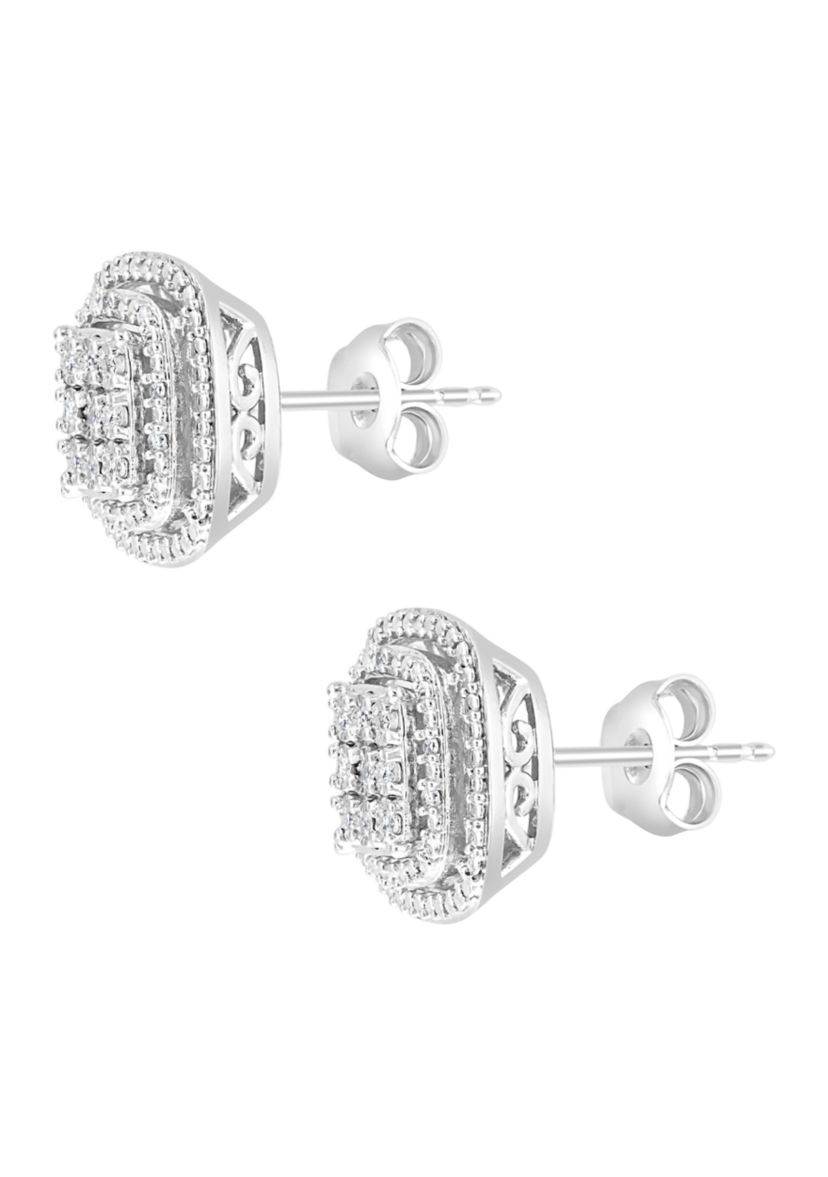 Sterling Silver 1/10 ct. t.w. Diamond Miracle Set Earrings