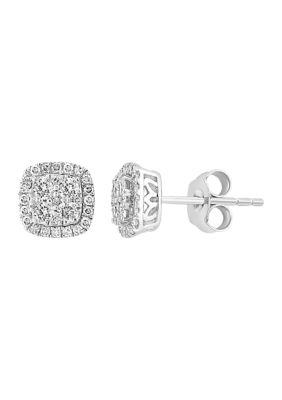 Effy 3/8 Ct. T.w. Diamond Button Earrings In Sterling Silver