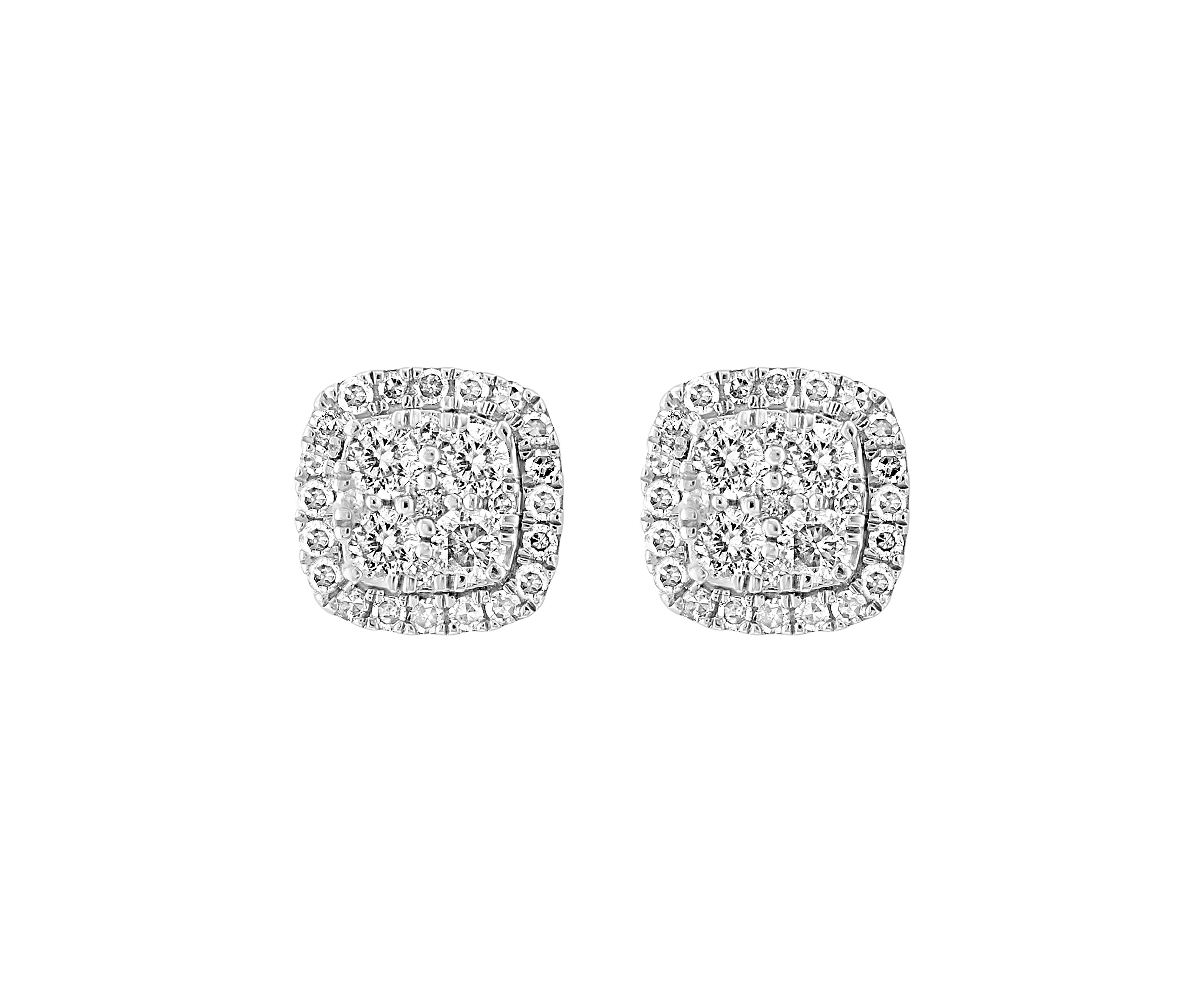 3/8 ct. t.w. Diamond Button Earrings in Sterling Silver