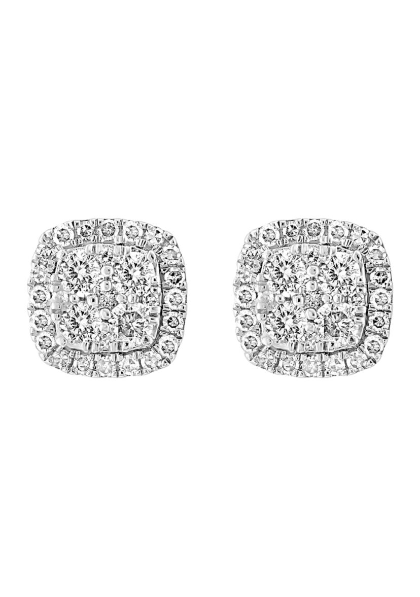 3/8 ct. t.w. Diamond Button Earrings in Sterling Silver