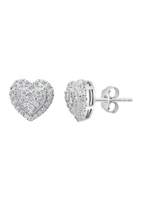 Effy 1/2 Ct. T.w. Diamond Heart Earrings In Sterling Silver