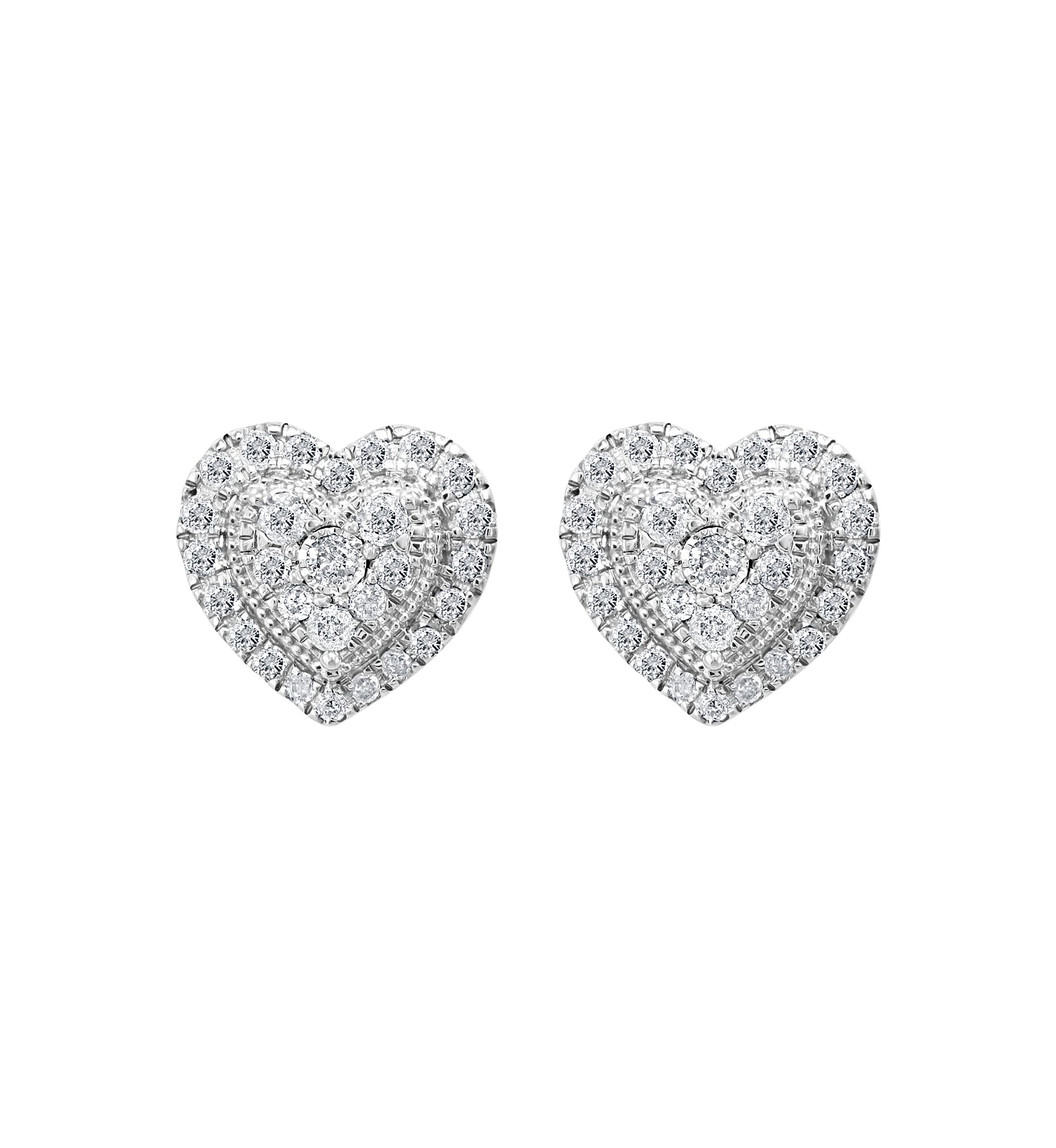 1/2 ct. t.w. Diamond Heart Earrings in Sterling Silver