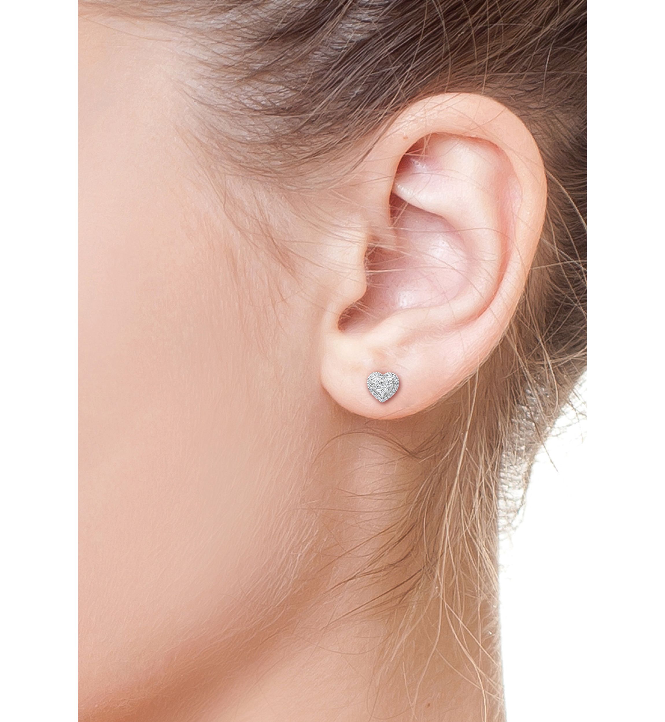 1/2 ct. t.w. Diamond Heart Earrings in Sterling Silver
