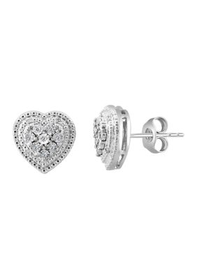 Effy 1/10 ct. t.w. Diamond Heart Earrings in Sterling Silver -  0191120651934