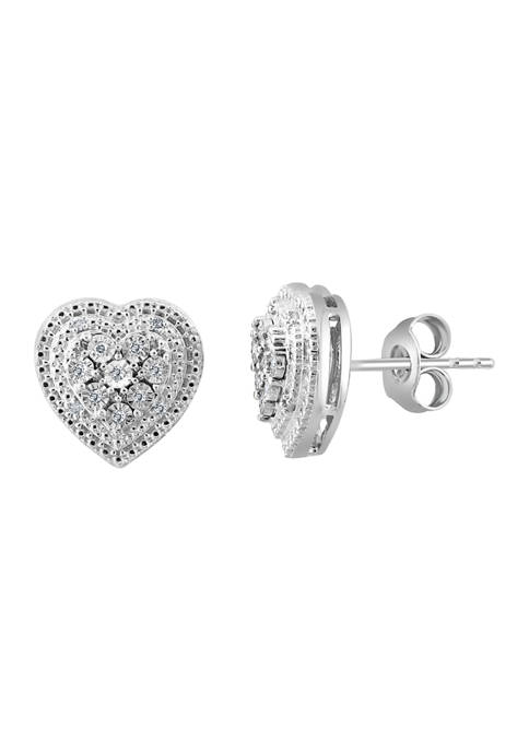 Effy® 1/10 ct. t.w. Diamond Heart Earrings in