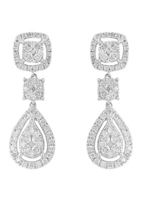 Effy 3/4 Ct. T.w. Diamond Drop Earrings In Sterling Silver
