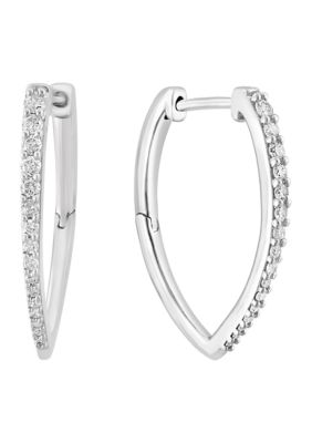 Effy 1/4 Ct. T.w. Diamond Hoop Earrings In Sterling Silver