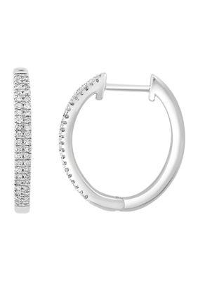 Effy 1/4 ct. t.w. Diamond Round Hoop Earrings in Sterling Silver