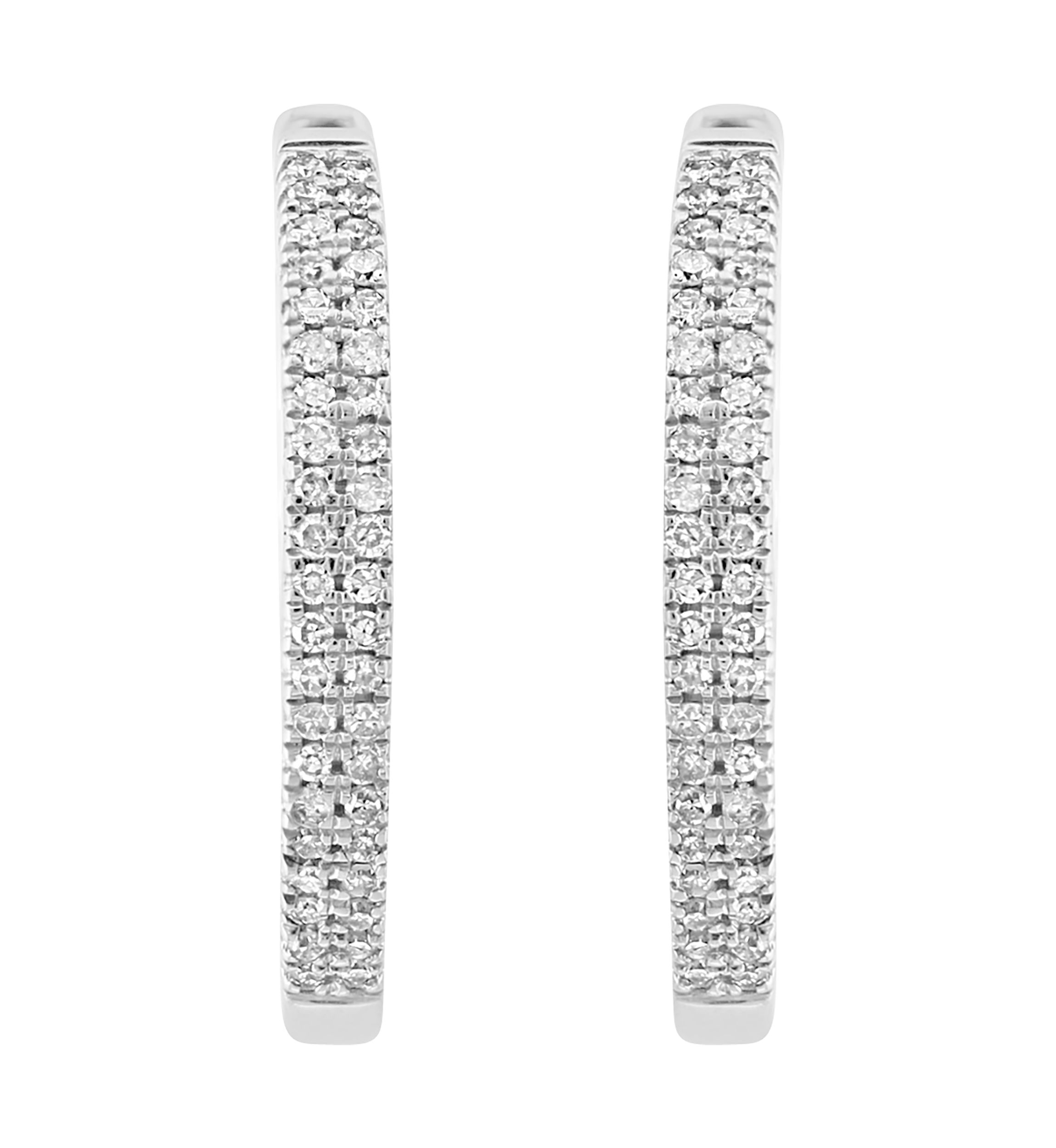 1/4 ct. t.w. Diamond Round Hoop Earrings in Sterling Silver