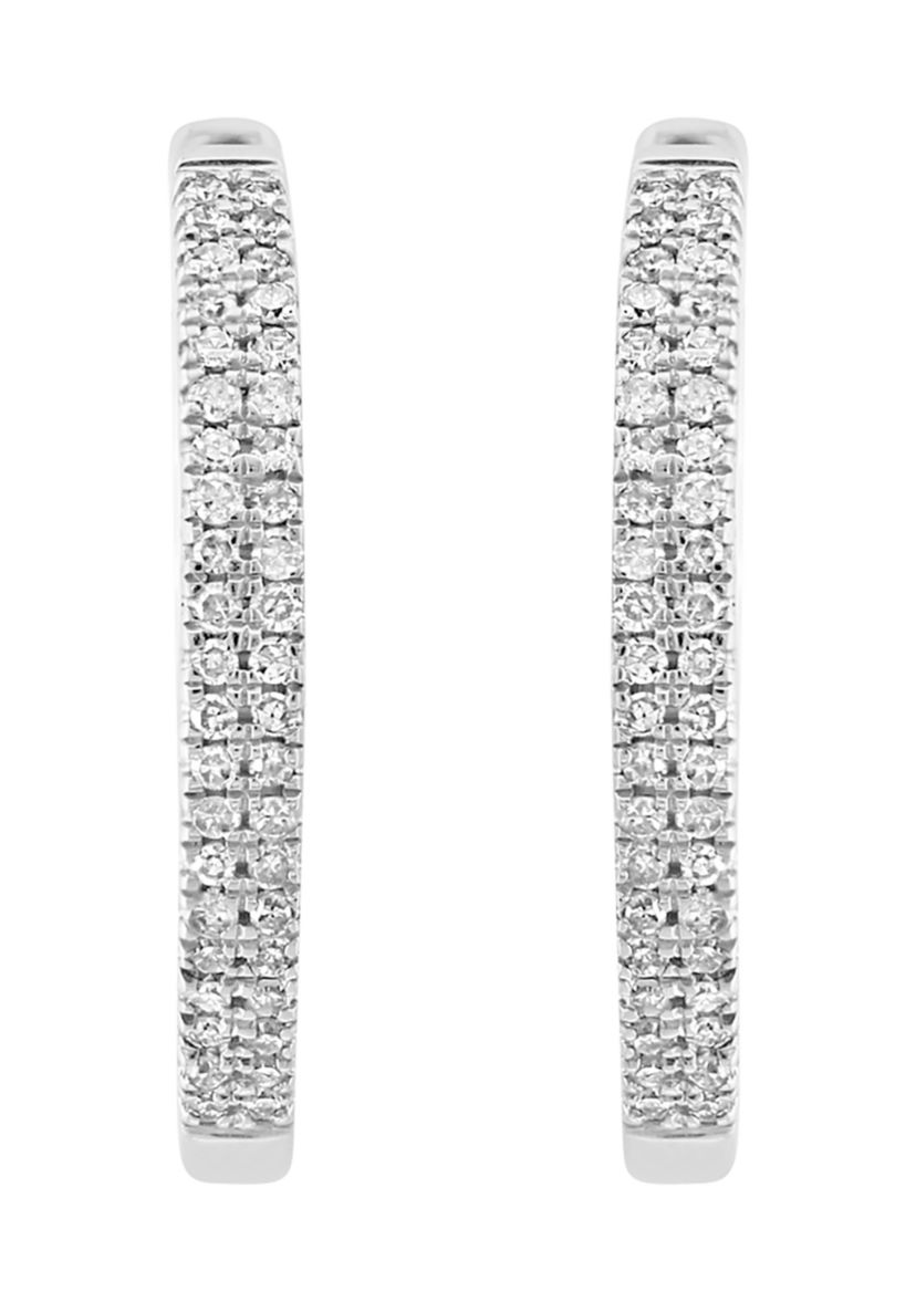 1/4 ct. t.w. Diamond Round Hoop Earrings in Sterling Silver